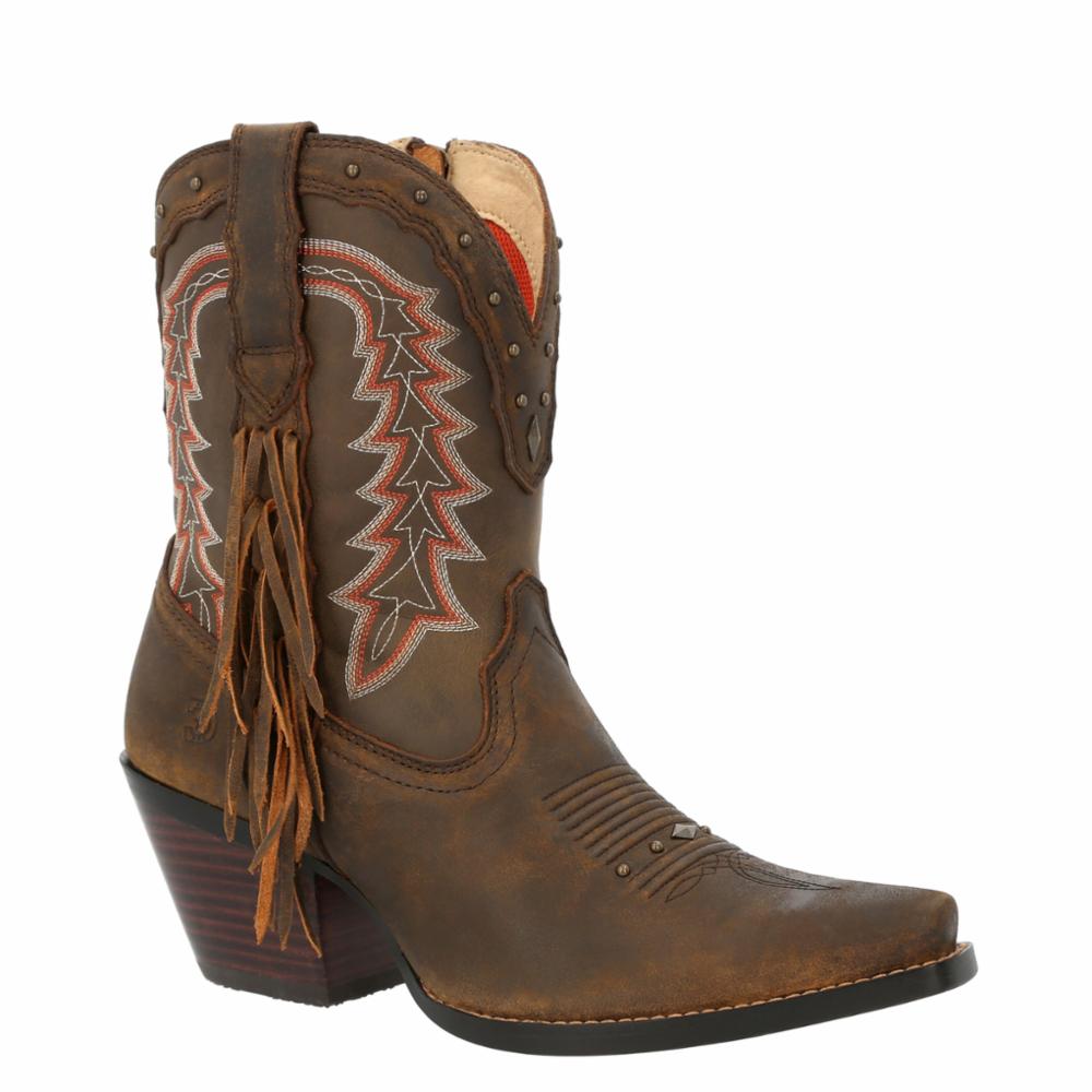 Durango Women's Crush S 8-Inch Western Bootie - Brown Medium (M) | Stylish Cowgirl Boots for Riding, Country Fashion & Everyday Wear