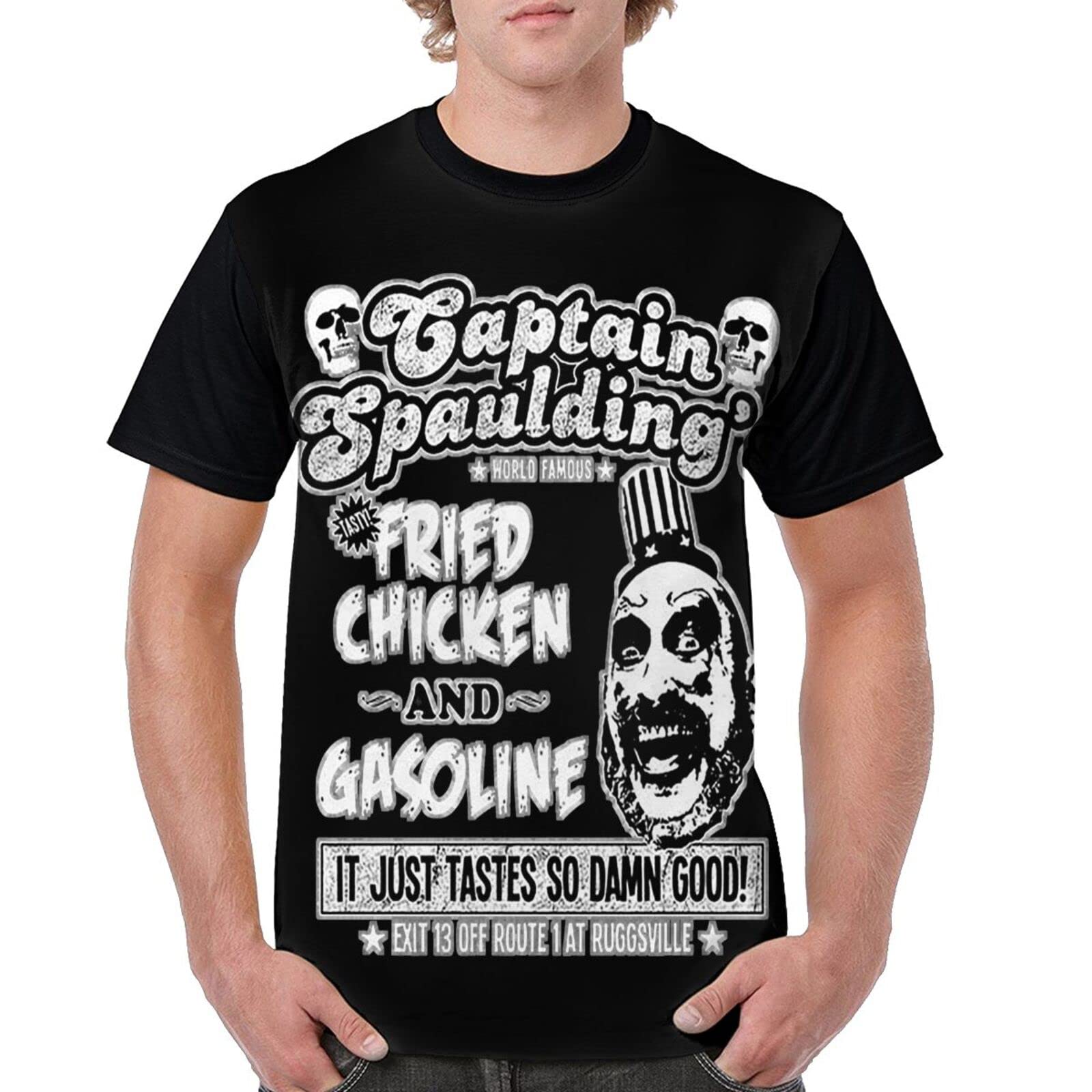 CSACEO Captain Spaulding T-Shirt for Men - Cool Summer Round Neck Short Sleeve Cotton Tee - Perfect for Casual Wear, Outdoor Activities & Horror Movie Fans