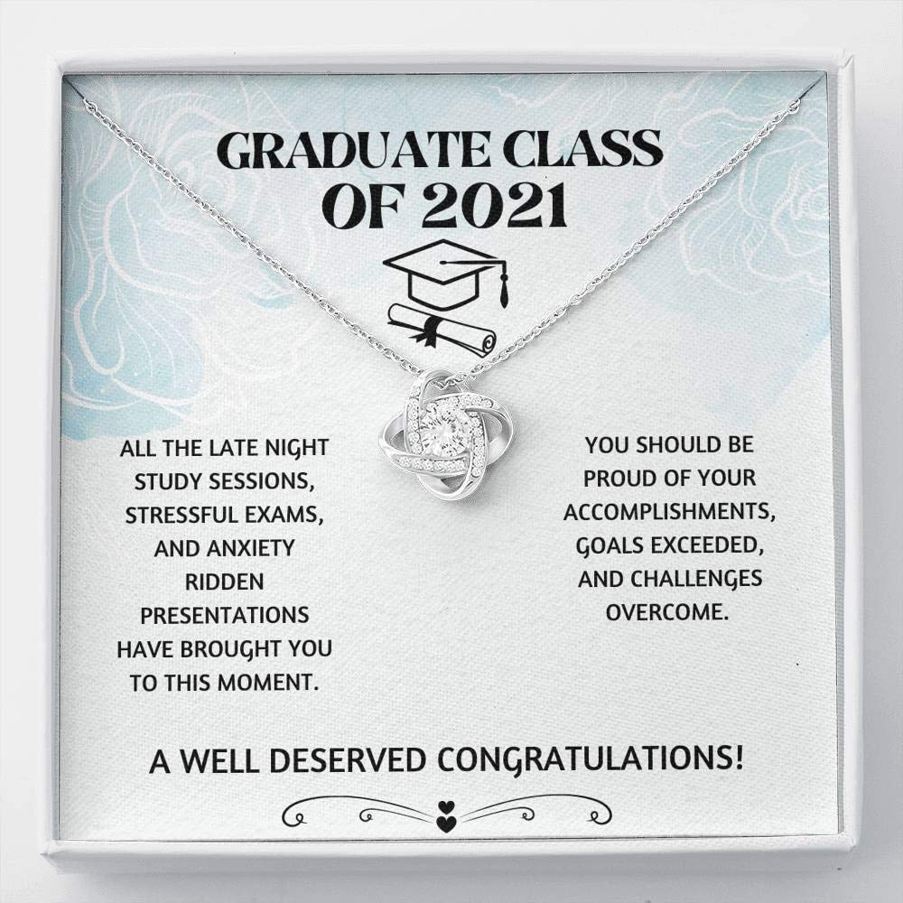 Tek Weh Graduation Love Knot Necklace - Inspirational Jewelry Gift for Graduates 2021 | Perfect Graduation Gift for Senior Grads, New Grads & Achievers | Ideal for Ceremonies, Parties & Celebrations
