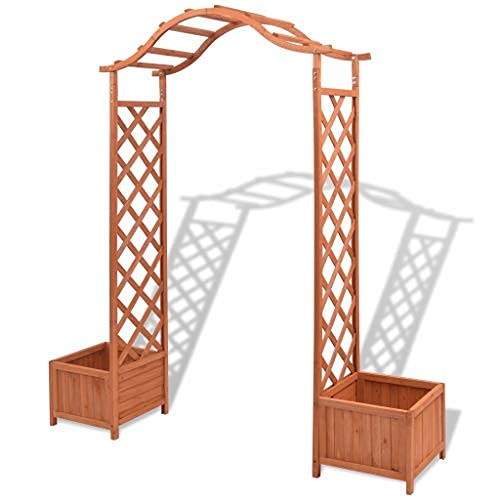 Estink Wooden Garden Arch with 2 Planters - 70.9x15.7x80.7 Inch Rustic Wedding Archway, Rose Trellis for Outdoor Garden Decor, Bridal Party & Backyard Landscaping