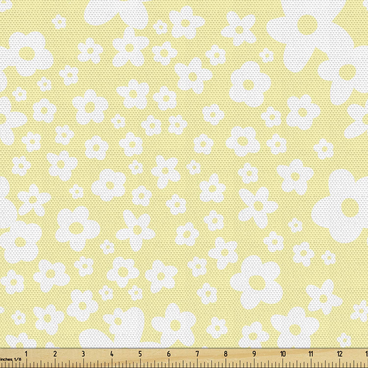Ambesonne Floral Fabric - Daisy Design for Upholstery & Home Decor | Spring Yellow