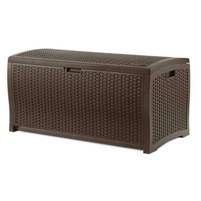 Suncast 73 Gallon Waterproof Resin Wicker Outdoor Patio Storage Deck Box - 3 Pack Set for Cushions, Pool Toys & Garden Tools | Weatherproof Deck Storage Solution for Backyard, Porch & Poolside