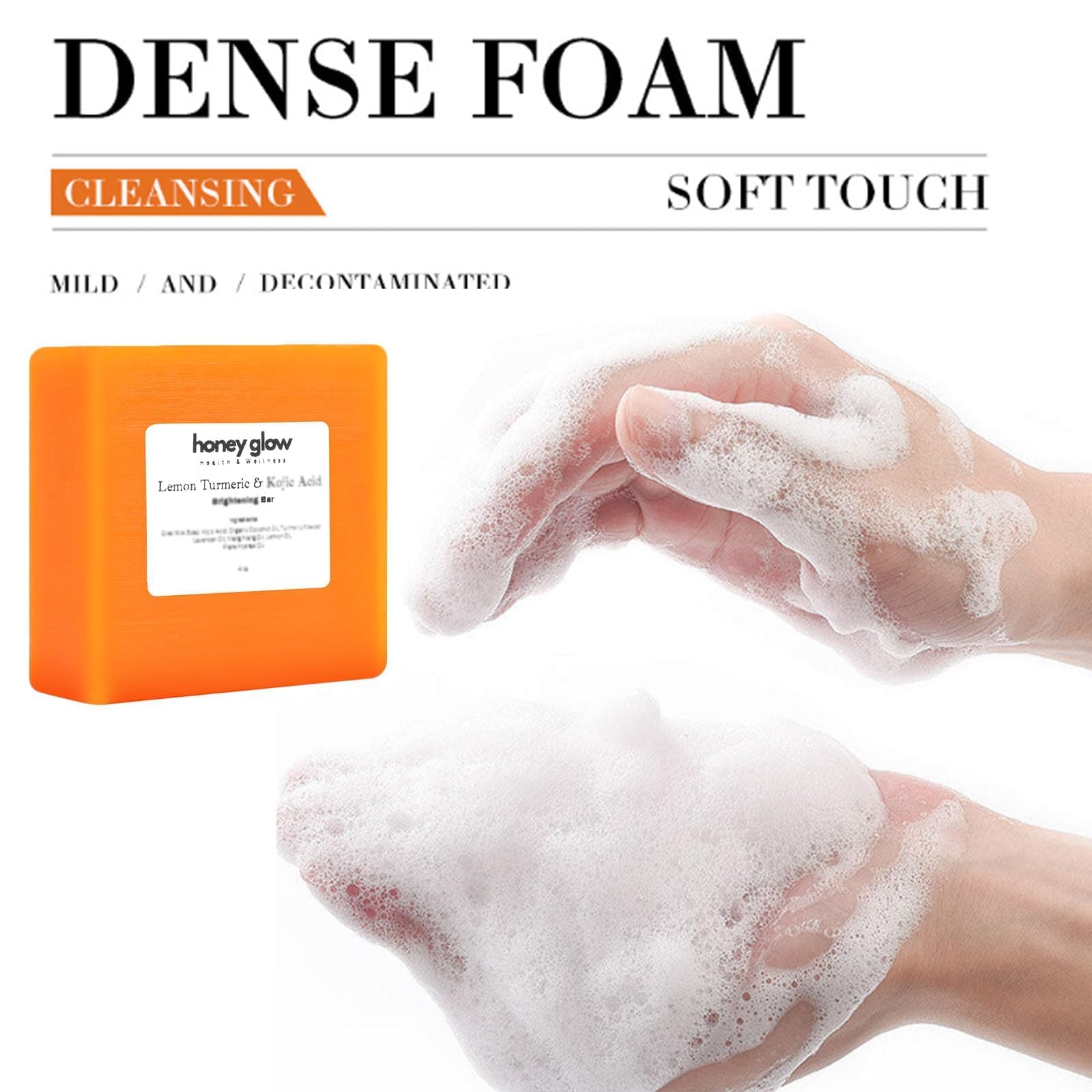 Natural Honey Glow Lemon Turmeric Kojic Soap Bar for Face & Body - Gentle Cleansing Formula for Sensitive Skin - Brightening & Even Skin Tone - Perfect for Daily Skincare Routine & Acne Treatment (Pack of 2)