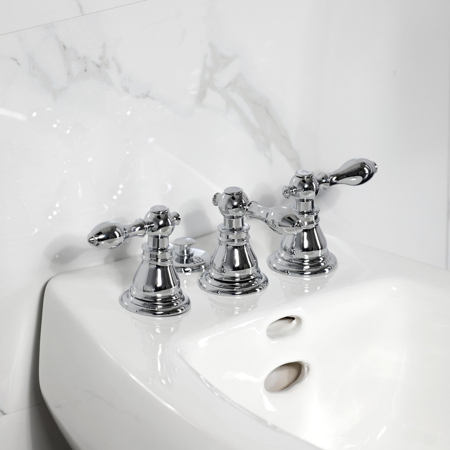 American Classic KB321ACL 3-Handle Deck Mount Vertical Spray Bidet Faucet with Brass Pop-Up Drain - Polished Chrome Finish for Bathroom & Toilet Upgrade | Perfect for Modern Homes & Luxury Bathrooms