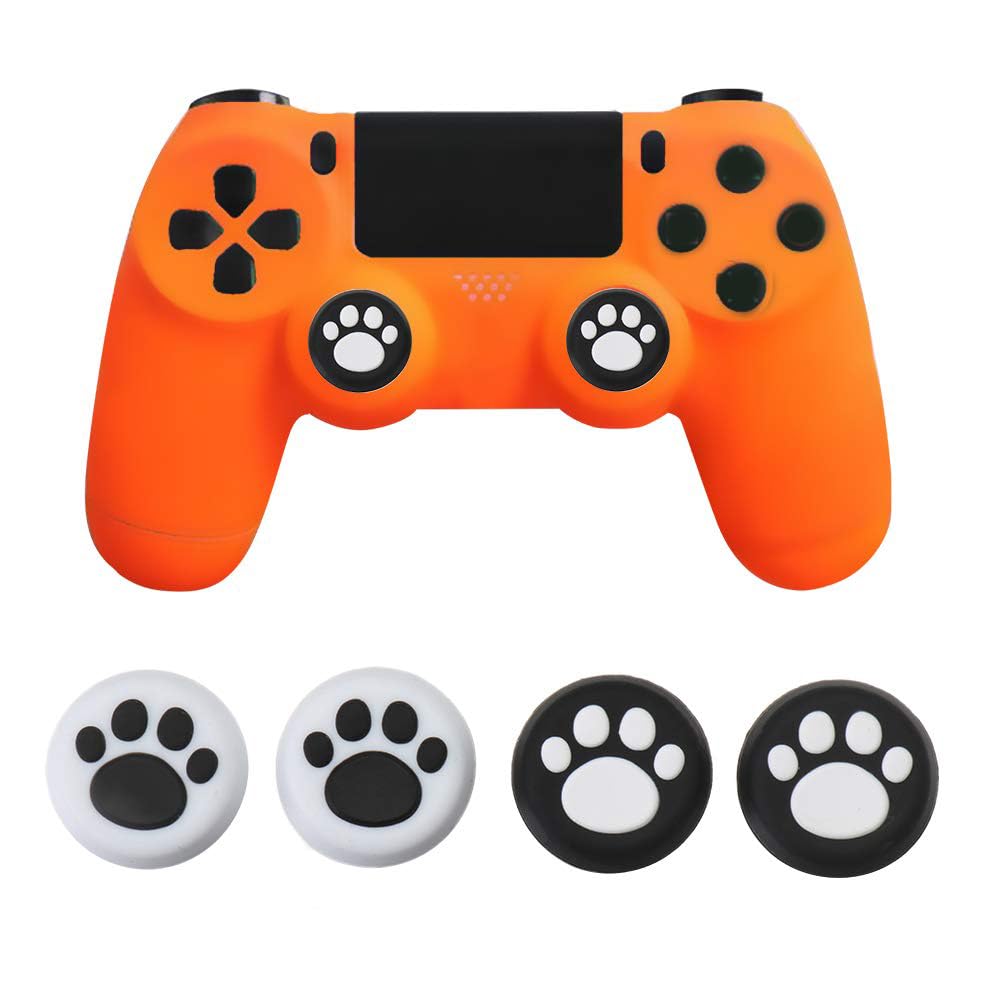 2 Pack Cute Cat Claw Thumb Grip Caps - Silicone Joystick Covers for PS5, PS4 Slim/Pro, PS3, Xbox One X/S/Elite, Switch Pro, Xbox 360 & Wii U Controllers - Soft Rubber Gamepad Accessories (White) - Perfect for Gaming Comfort and Enhanced Grip