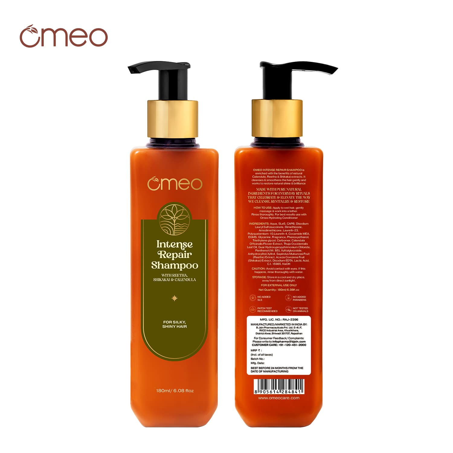 Omeo Intense Repair Shampoo for Damaged Hair - 200ml Deep Hydrating & Nourishing Formula - Restores Dry, Brittle Hair - Perfect for Daily Use at Home or Salon