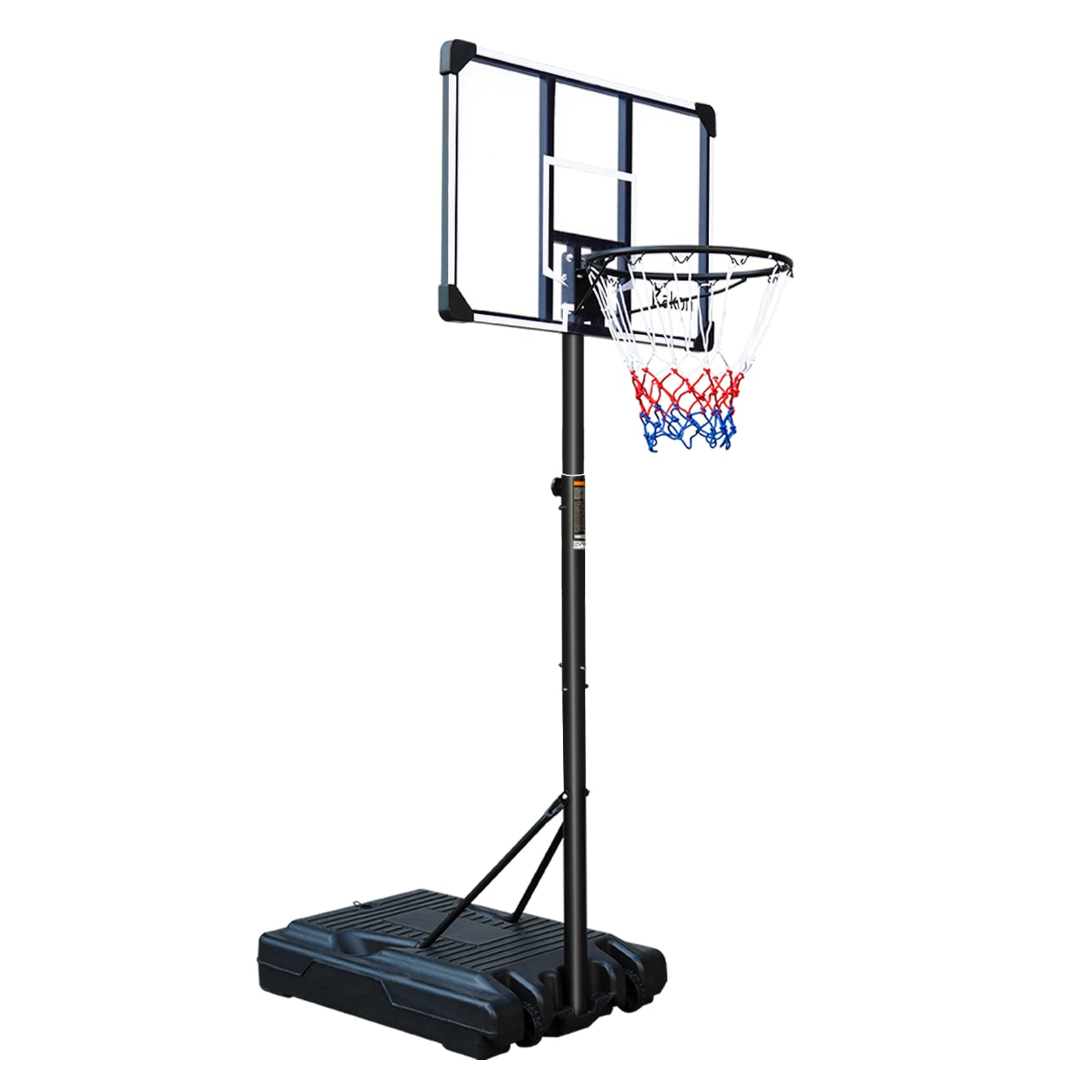 Adjustable Portable Basketball Hoop Stand for Youth & Teens - 6.2ft to 9.2ft Height Range with Transparent Backboard & Wheels - Indoor Outdoor Basketball Goal System for Driveway, Backyard, Gym & Playground