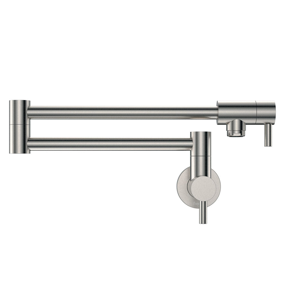 Fienza 228120BN Kaya Pot Filler Faucet - Brushed Nickel Finish - Wall Mounted Kitchen Sink Faucet for Easy Pot Filling - Perfect for Home Chefs and Modern Kitchens