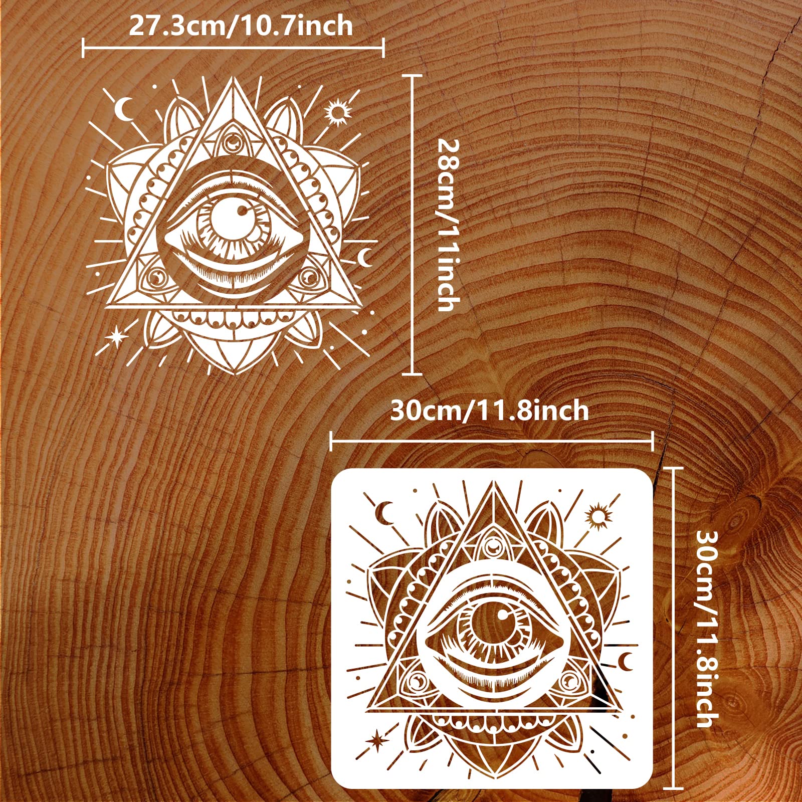 FINGERINSPIRE All Seeing Eye Painting Stencil 11.8x11.8 Inch - Pyramid Symbol, Eye of Providence Stencil for Wall Art, Wood Decor, Scrapbooking | Masonic, Spiritual & Esoteric Designs for DIY Projects & Home Decoration