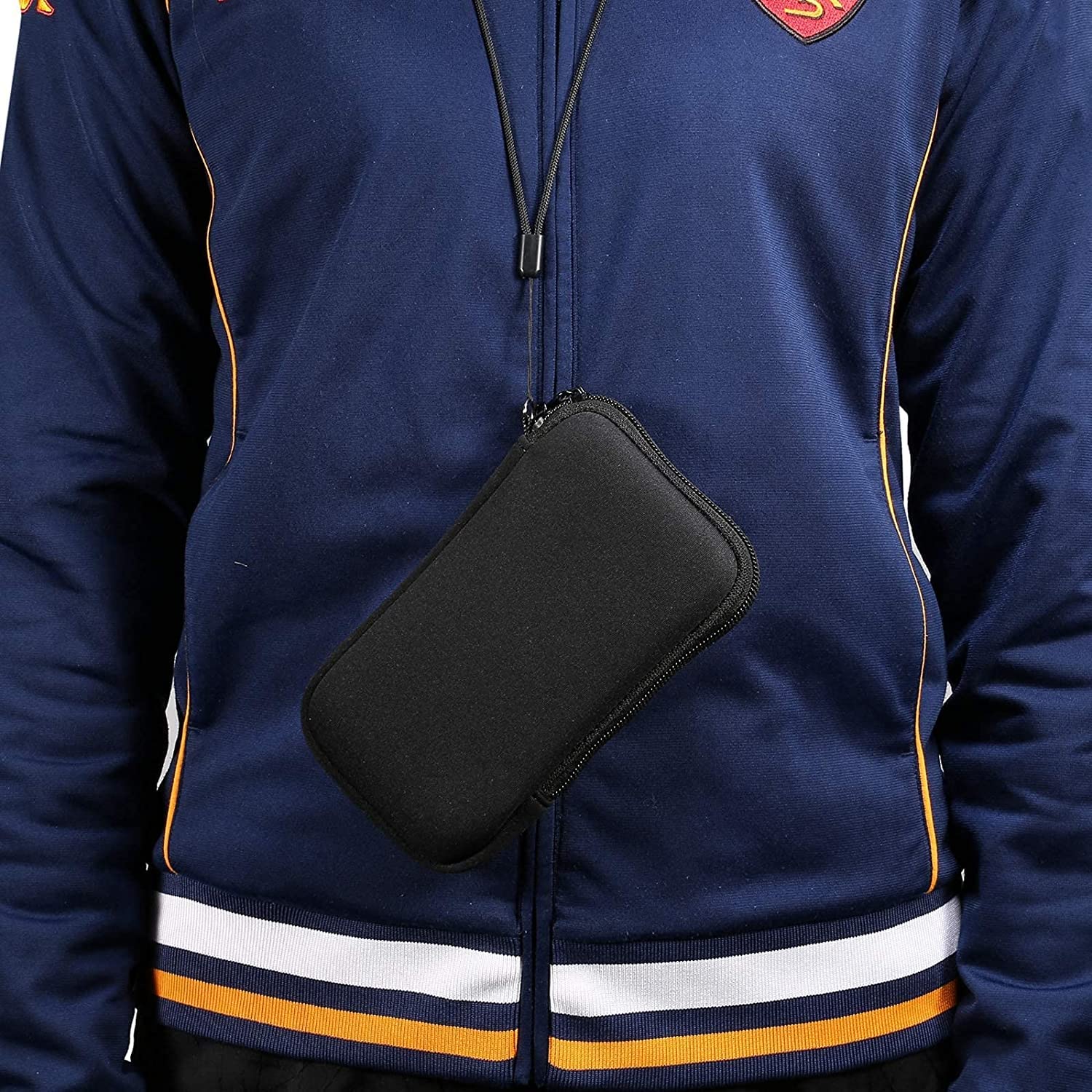 Waterproof Neoprene Phone Pouch Case with Adjustable Neck Lanyard - Compatible with iPhone 15/14/13/12/11/XS/XR, Samsung Galaxy S23/S22/S21/S10/S9/S8, Google Pixel 5/4a - Shockproof & Dustproof Protection for Outdoor Activities, Travel & Gym Workouts (Black, Medium Size)