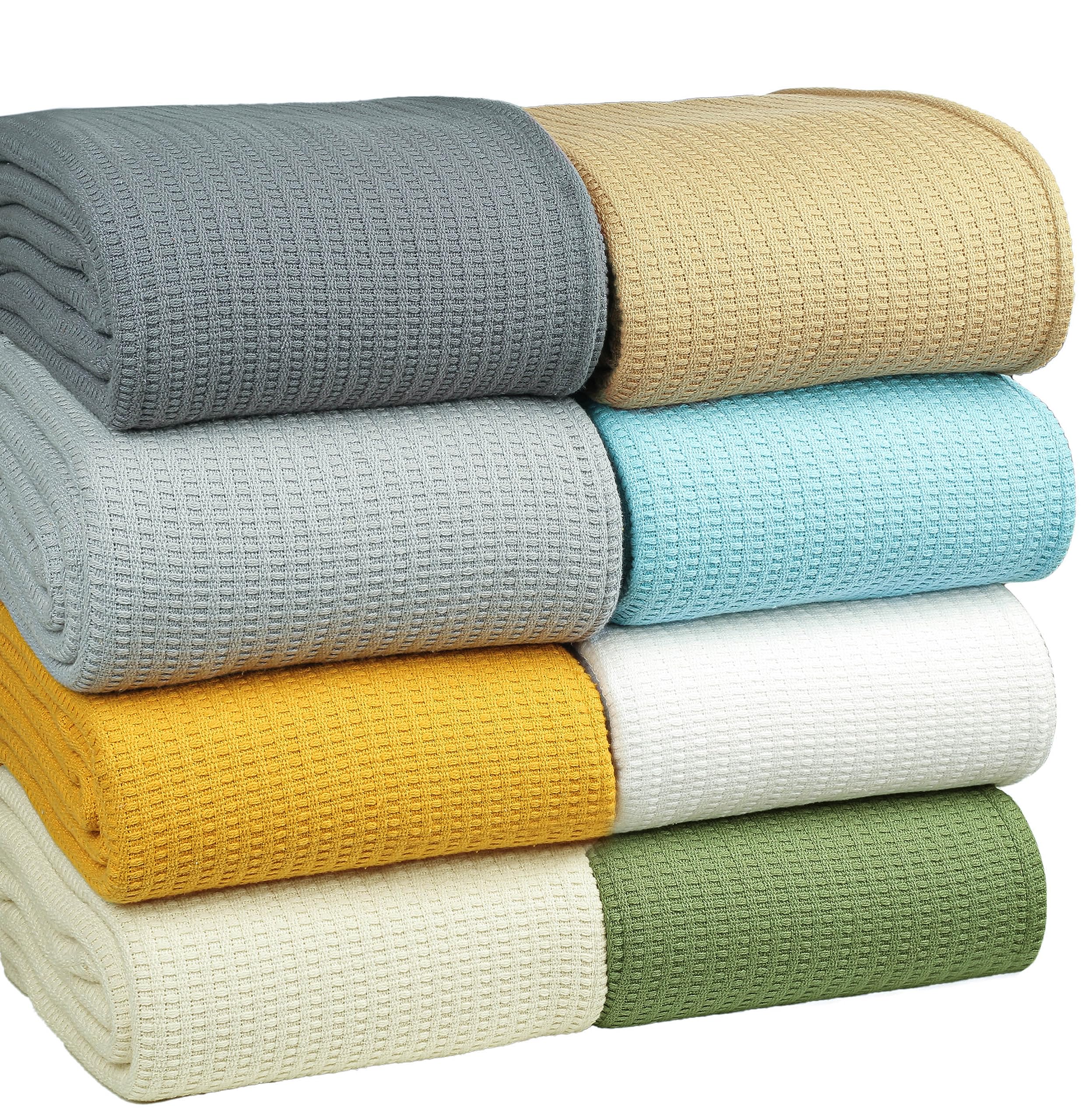 Premium King Size Cotton Blanket - Soft, Lightweight & Breathable All-Season Bedding - Classic Weave White Blanket for King Size Beds, Sofas & Couches (90