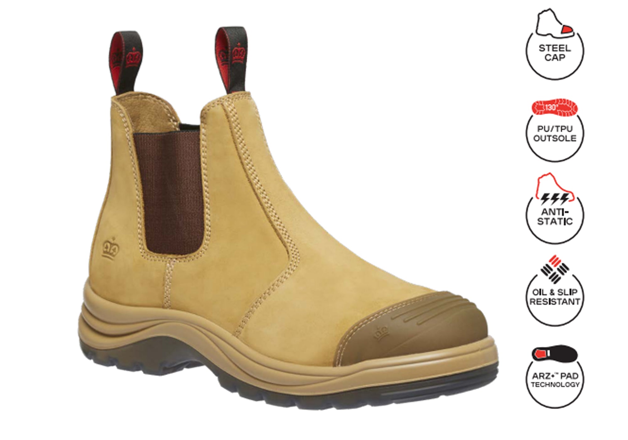 KingGee Men's Steel Toe Safety Work Boots with Gusset & Scuff Cap - Durable Construction Work Boots for Electricians, Builders and Industrial Workers