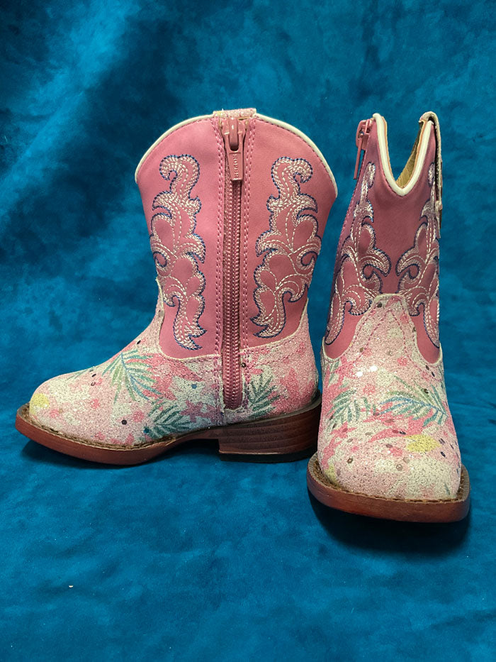 Roper Toddler Girls' Glitter Floral Ankle Boots Pink - Comfortable & Stylish for Playdates, Preschool & Outdoor Adventures