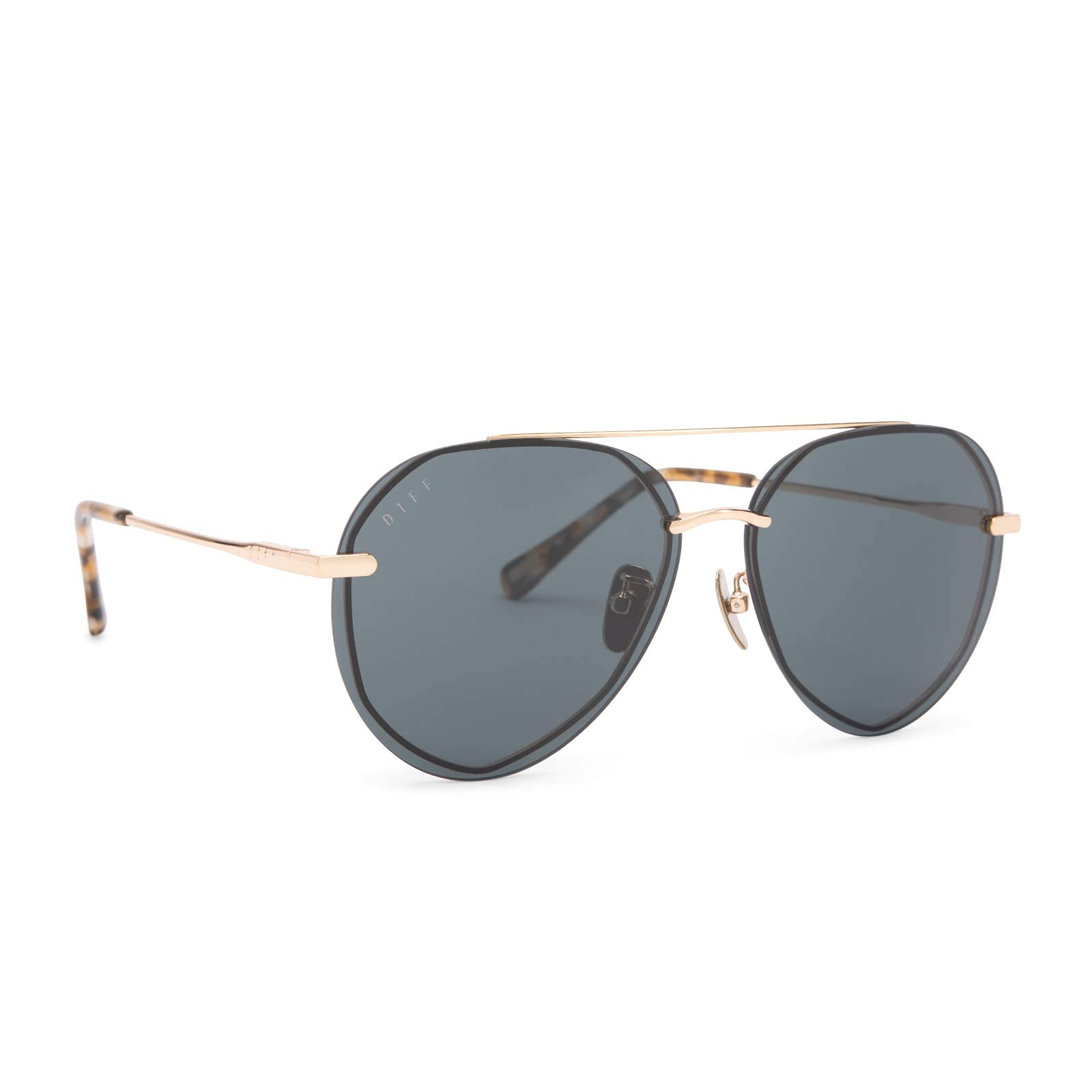 DIFF Lenox Polarized Oversized Aviator Sunglasses for Women - UV400 Protection, Gold Stainless Steel Frames - Perfect for Driving, Beach & Outdoor Activities