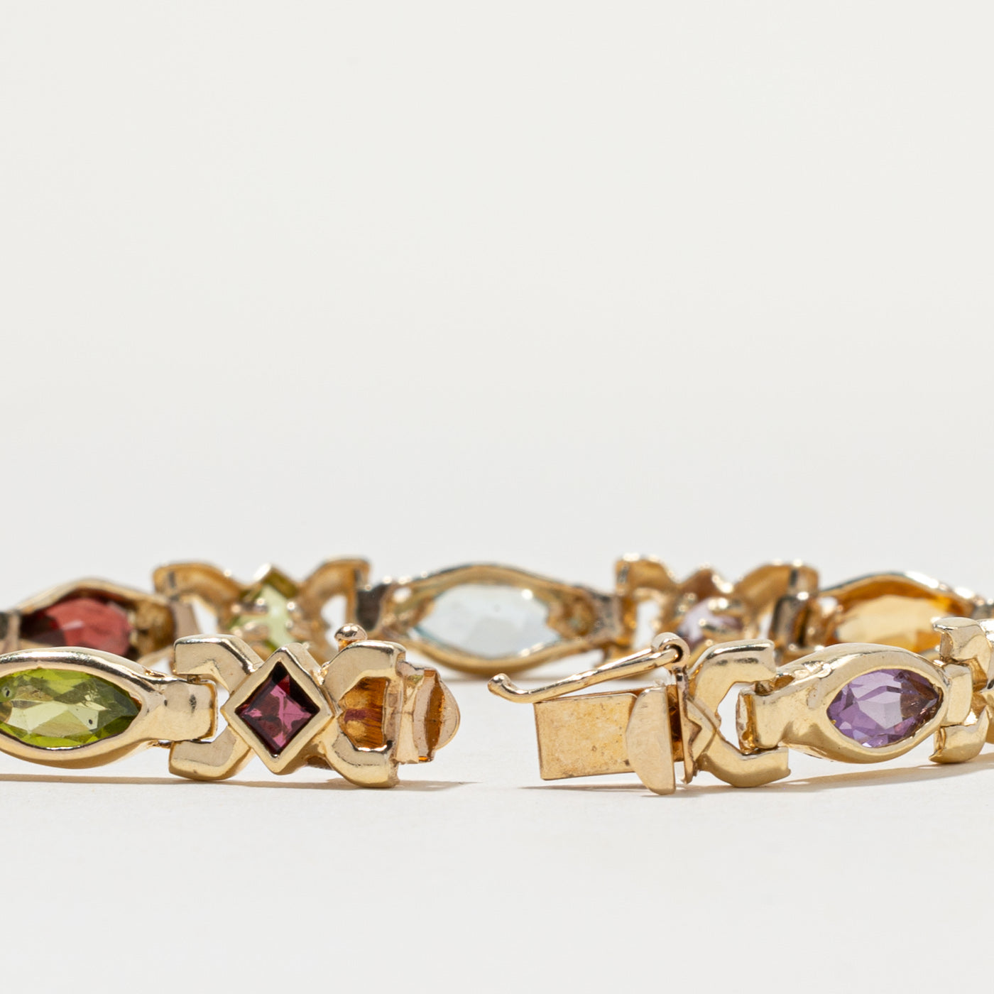 14K Gold Bezel Set Multi Gemstone Tennis Bracelet | 7.60ctw Total Weight | 7.5 Inches | Elegant Jewelry for Women | Perfect for Weddings, Anniversaries & Special Occasions