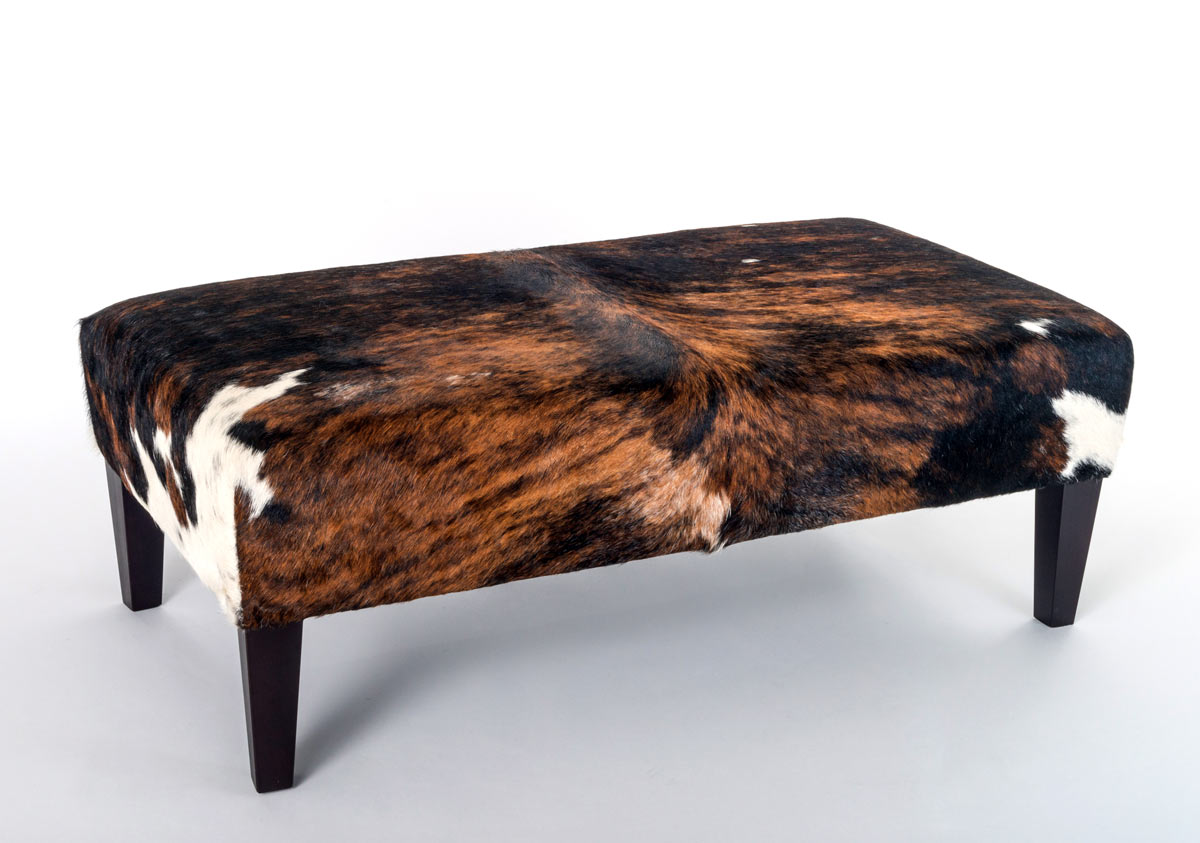 Premium Cowhide Ottoman with Sturdy Wood Legs - 43