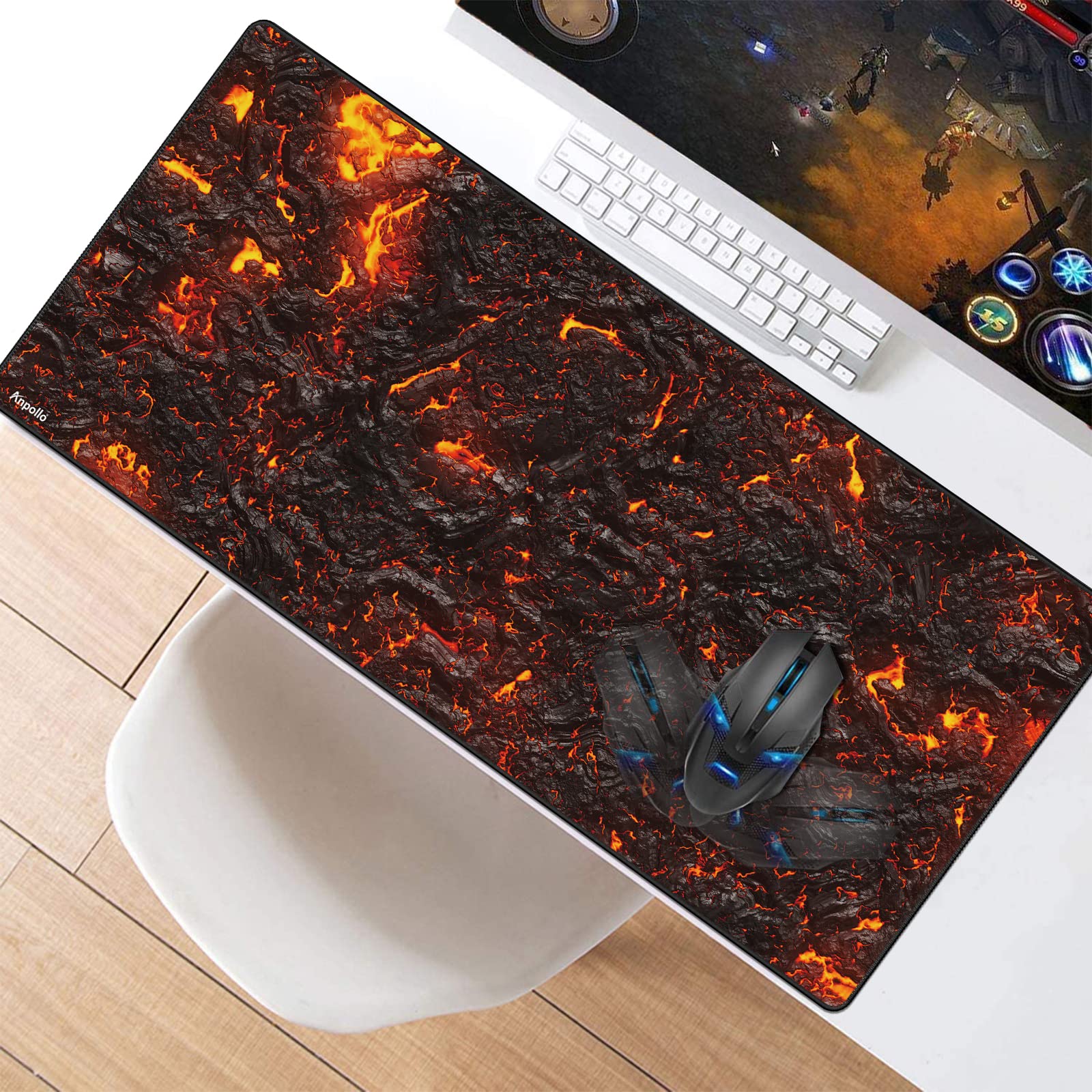 XXL Extended Gaming Mouse Pad - 35.4x15.7x0.12 Inches Non-Slip Rubber Base - Perfect for PC, Laptop & Office Work - Ultra Smooth Surface for Gaming, Graphic Design & Daily Computing