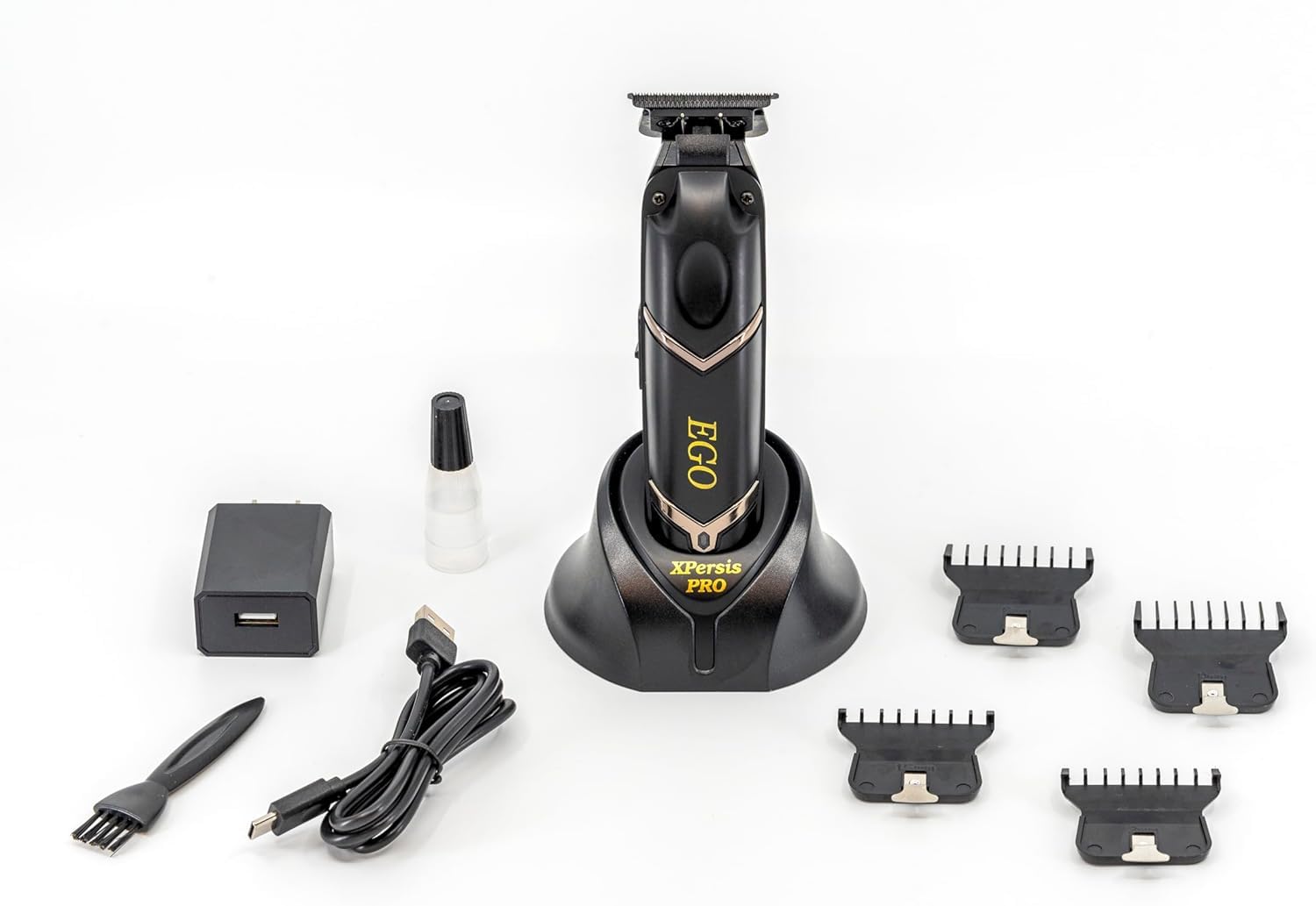 PRO Optimum Ergonomic Hair Clippers for Men - Professional Cordless Hair Trimmer & Electric Razor Foil Shaver with DLC Blade & Brushless Motor - Perfect for Home Barbering, Grooming & Styling - Black