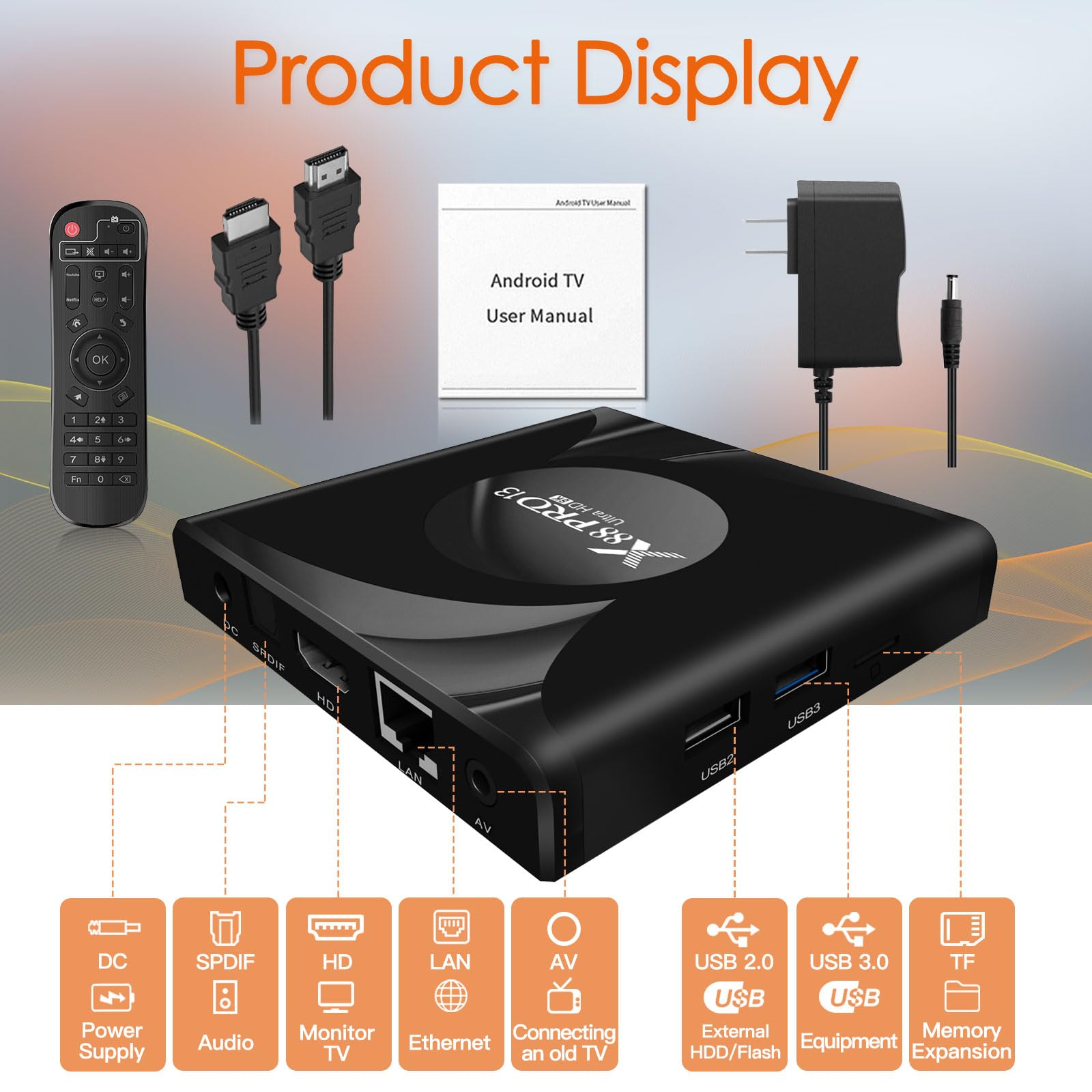 Android TV Box 13.0 - 4GB RAM 32GB ROM Smart TV Box with 8K HD, HDR10+, WiFi 6, Quad-Core 64bit CPU, Ethernet & Bluetooth - Perfect for Streaming, Gaming & Home Entertainment