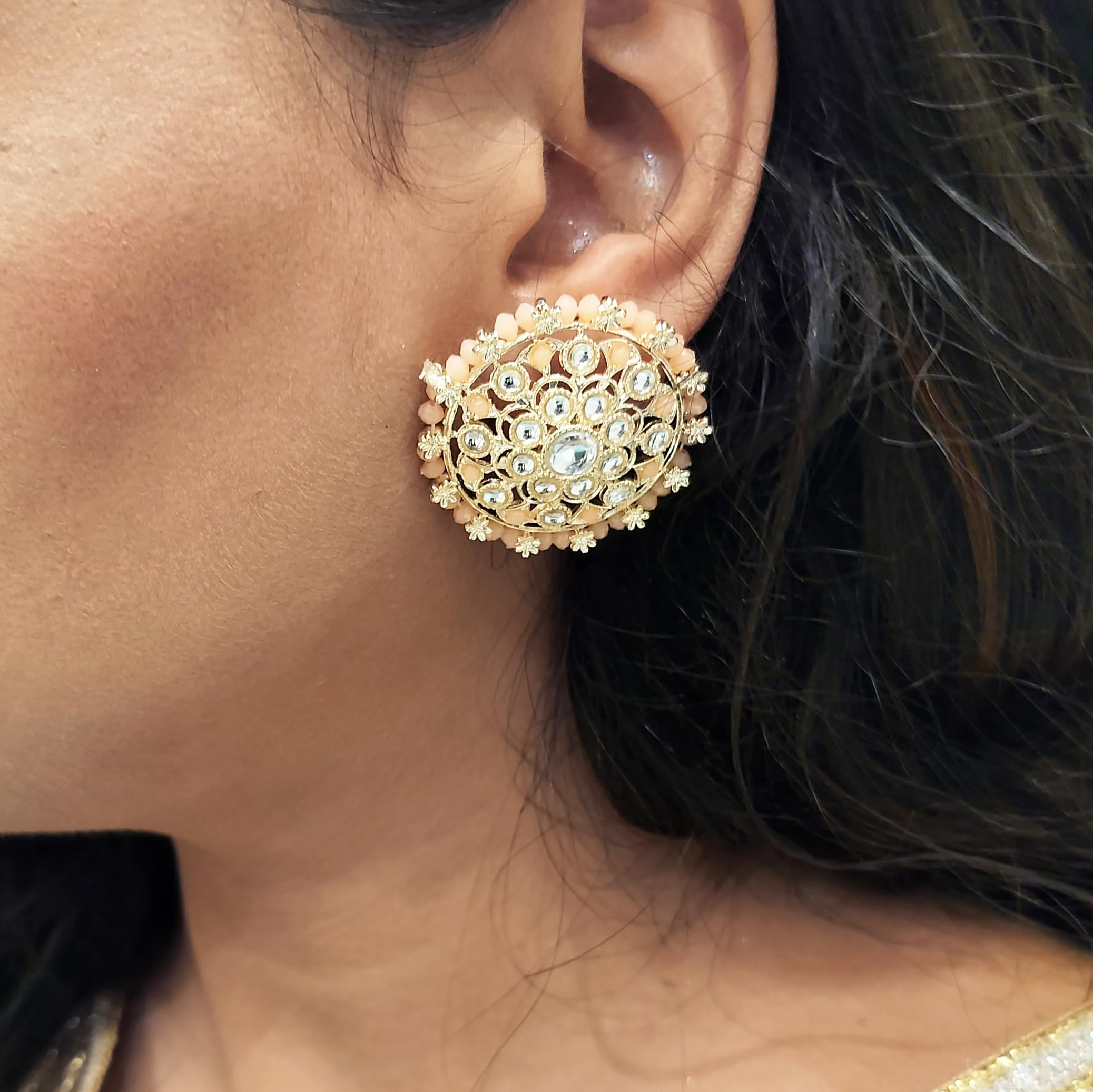 Efulgenz Indian Jewelry Set for Women - Crystal Kundan Stone Maang Tikka Headpiece & Dangle Earrings Set, White Gold Bridal Jewelry for Weddings, Parties & Festive Occasions