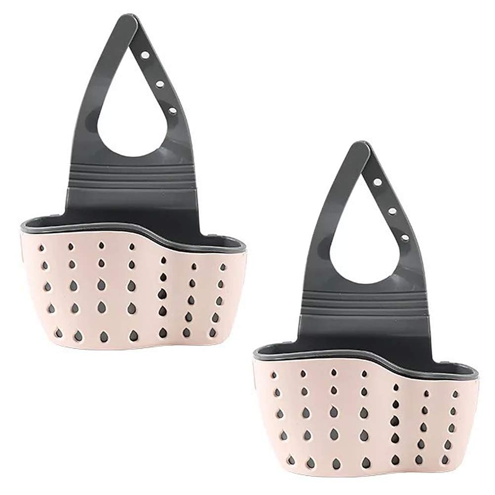 2-Pack Pink Kitchen Sink Organizer - Faucet Caddy Basket for Sponges, Soap & Cleaning Supplies | Space-Saving Bathroom & Kitchen Storage Solution