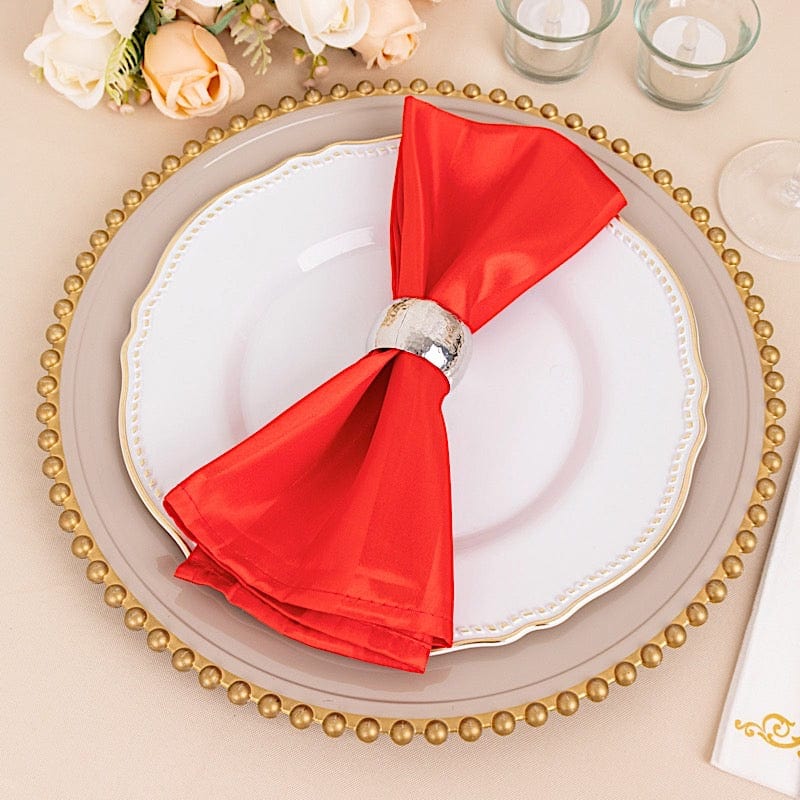 Premium 20x20 Inch Satin Table Napkins - Set of 5 Striped Elegant Dinner Napkins for Formal Dining, Wedding, and Holiday Parties