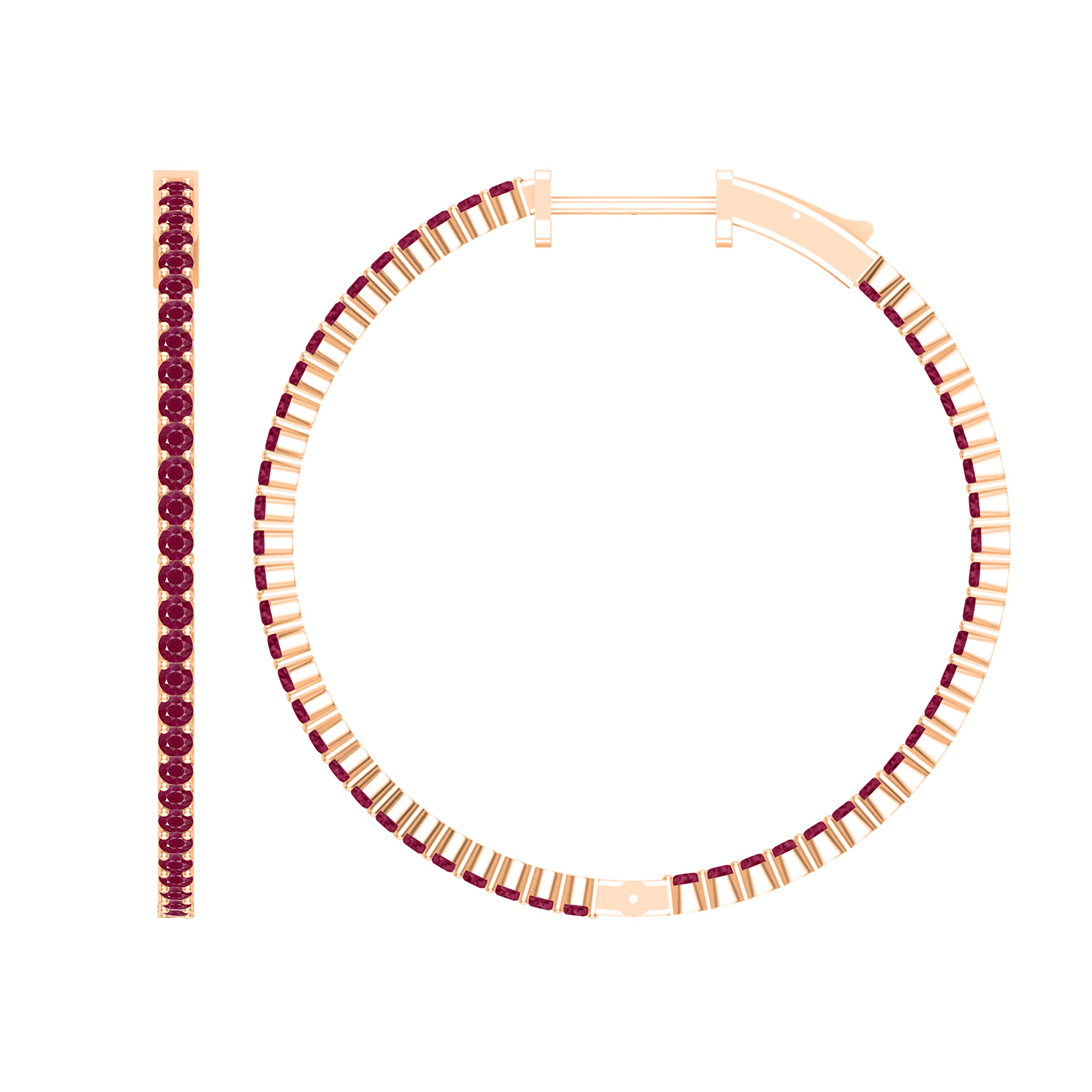 Dazzlingrock Collection Round Gemstone & Diamond Hinged Hoop Earrings for Women - Solid Gold Inside-Out Design | Perfect for Everyday Wear, Parties & Gifts
