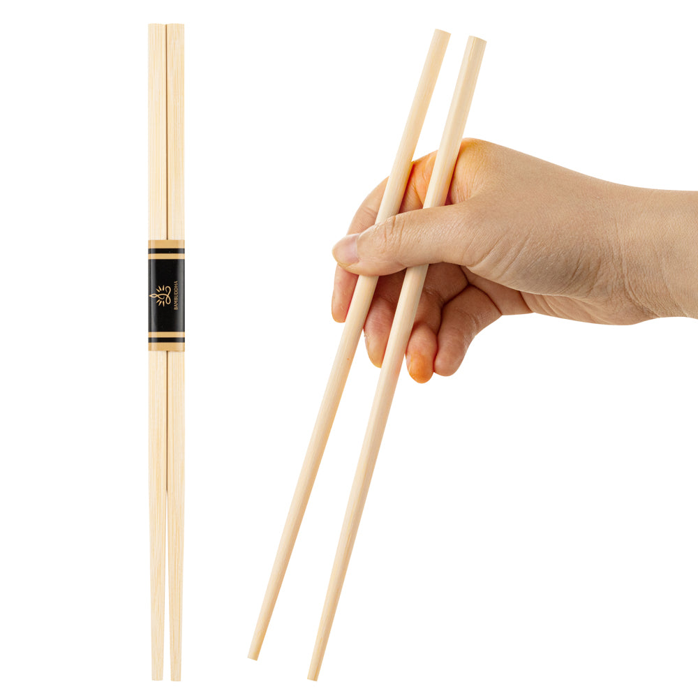 Natural Bamboo Chopsticks Set - Round & Square Modern Design - 100 Count Box (9.5 Inch) - Eco-Friendly Disposable Utensils for Sushi, Asian Cuisine & Home Dining