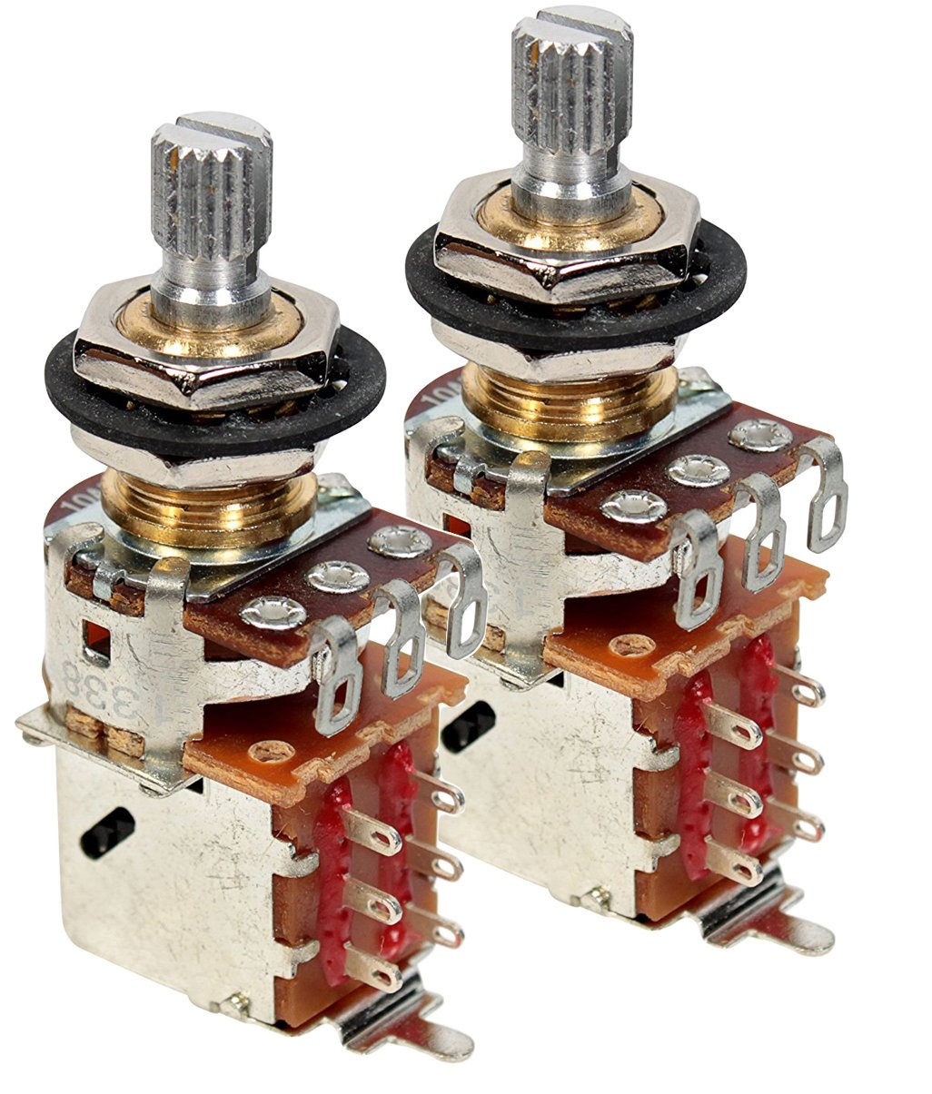 Bourns 500K Ohm Split Shaft Push-Pull Potentiometer (Pack of 2) - Premium Guitar Volume/Tone Control for Electric Guitars & DIY Modifications