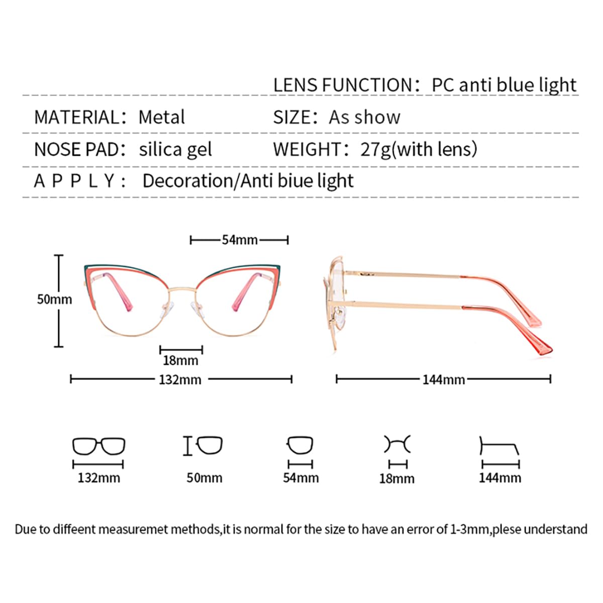 Kachawoo Blue Light Blocking Glasses for Women - Stylish Cat Eye Metal Frame Computer Glasses | Reduce Eye Strain for Work, Gaming & Screen Time