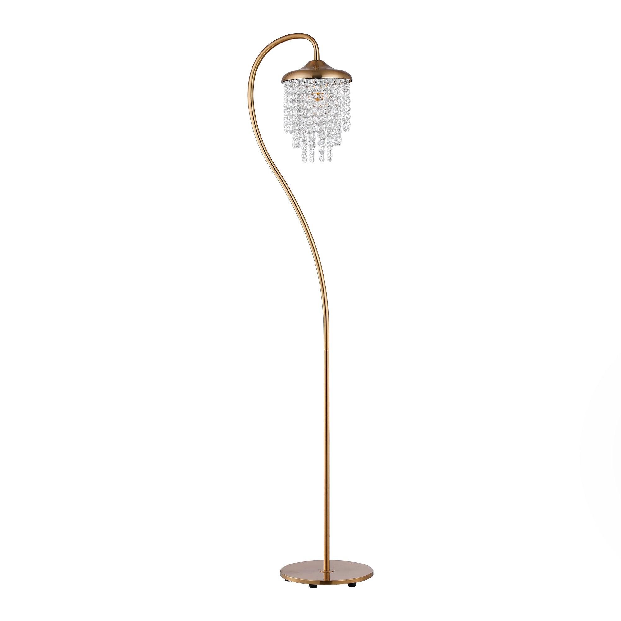 1 Light Golden Floor Lamp with Crystal Shade - Modern Elegant Standing Light for Living Room, Bedroom & Office - Perfect for Reading, Relaxing & Home Decor