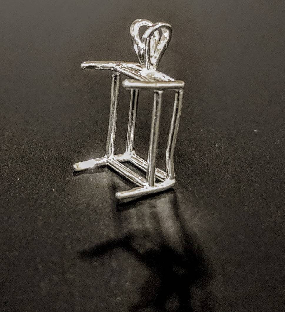 Emerald Cut Sterling Silver or 14K Gold Pendant Setting 5x3mm (30x22mm) - Handcrafted in USA - Perfect for Birthstone Jewelry, Anniversary Gifts & Custom Necklaces