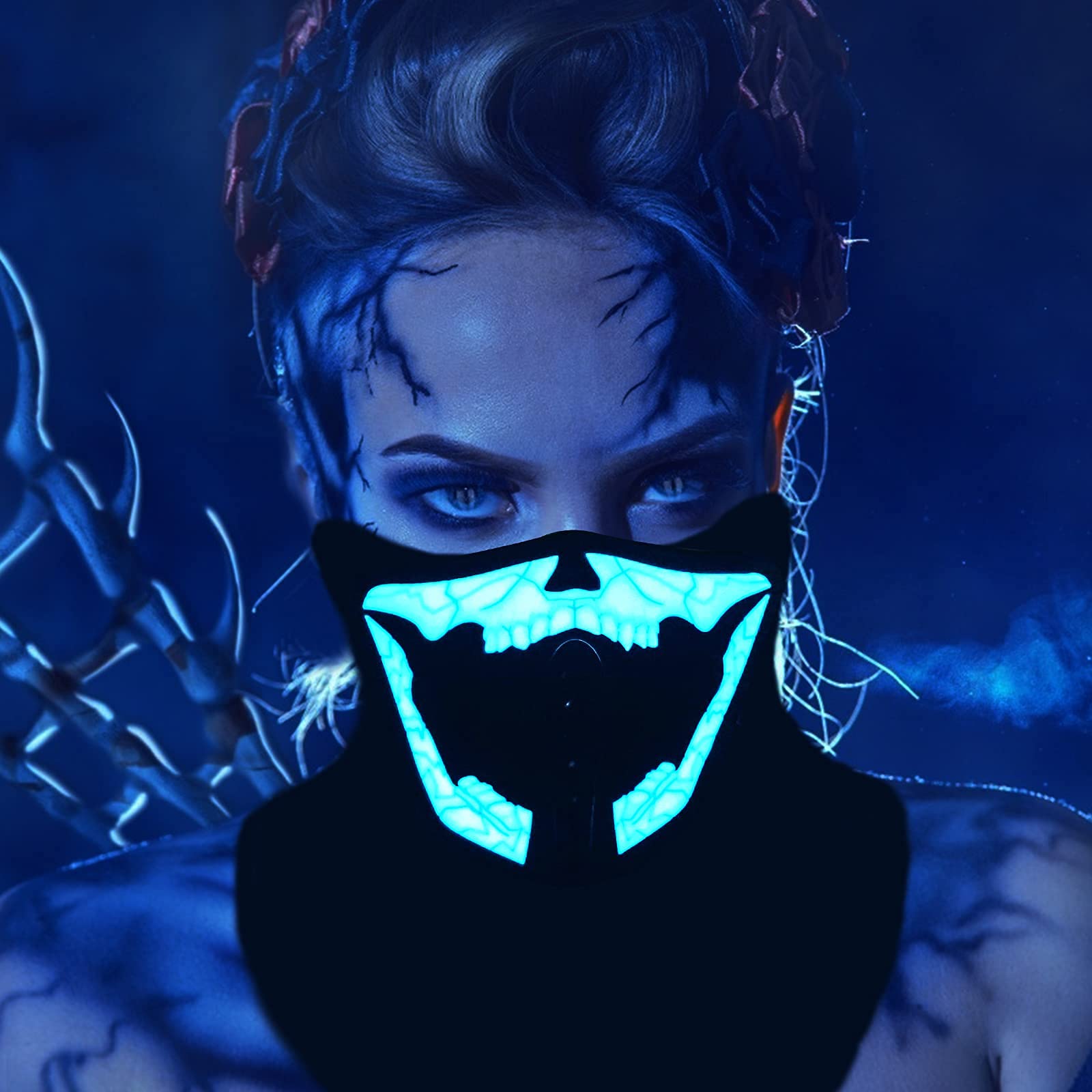 LED Music Mask - Sound Activated Light Up Halloween Mask for Scary Cosplay & Costume Parties | Perfect for Halloween, Cosplay Events & Themed Parties