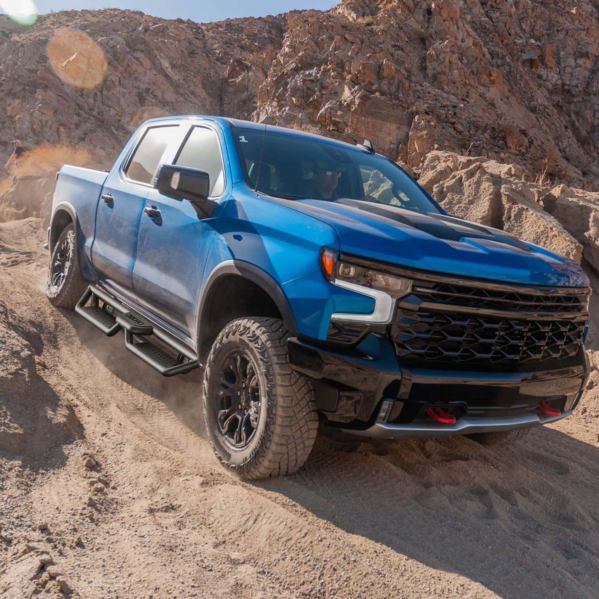 OEDRO 6 Inch Running Boards for 2019-2025 Chevy Silverado & GMC Sierra 1500 Double Cab | 2020-2025 Silverado/Sierra 2500HD 3500HD | Bolt-on Side Steps Steel Nerf Bars | Two Step Design | Off-Road & Daily Driving Accessories