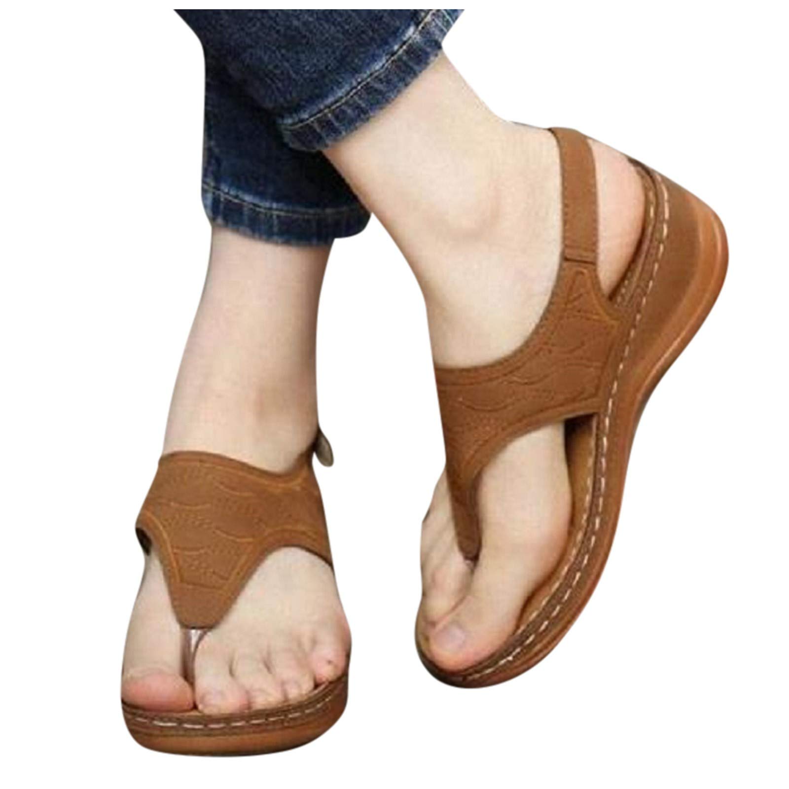 Women's Brown Wedge Sandals - Comfortable Platform Gladiator & Closed Toe Summer Shoes | Casual Walking, Beach Outings, Vacation Wear