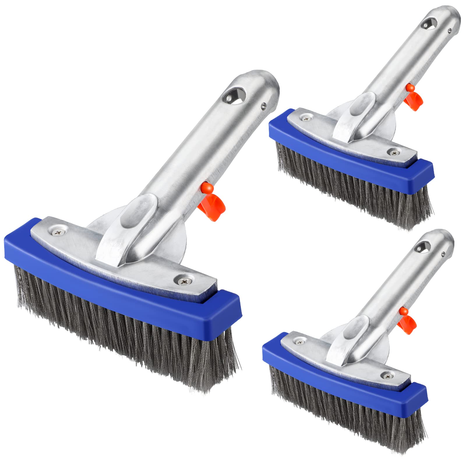 **Gejoy 3-Pack 5.5 Inch Heavy Duty Pool Brush Head – Stainless Steel Bristles & Aluminum Handle – Compatible with Most Pool Poles – Perfect for Cleaning Algae & Debris in Swimming Pools, Spas, and Inground Pools**
