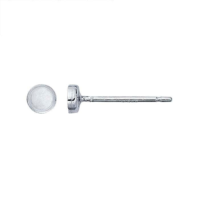 Sterling Silver Round Cabochon Post Earrings 3mm-10mm - Blank Stud Earring Settings for Gemstones - Perfect for DIY Jewelry Making, Gifts & Everyday Wear