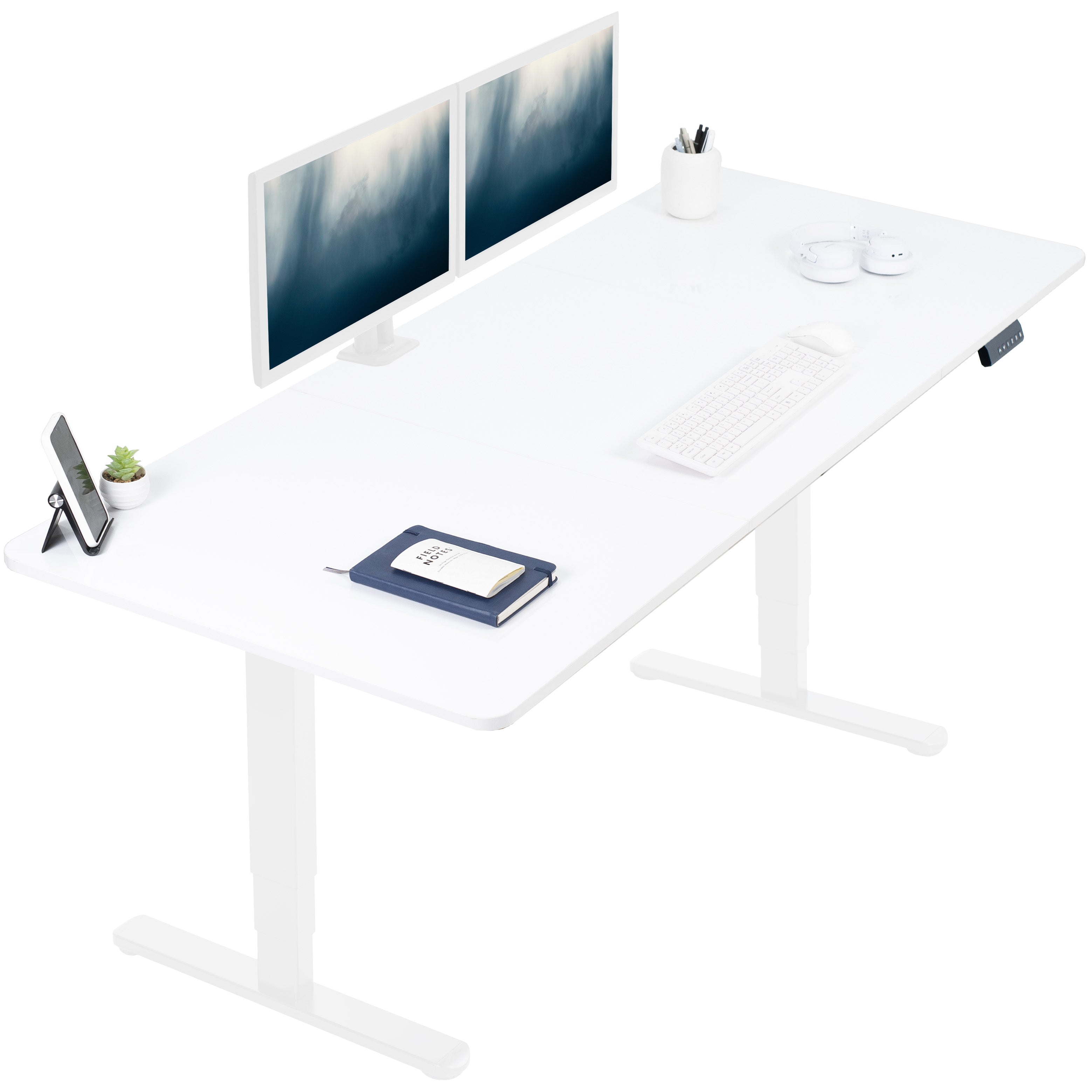 2B Series 71 x 30 Electric Standing Desk with Push Button Memory Controller - Adjustable Height Workstation for Home Office & Gaming Setup