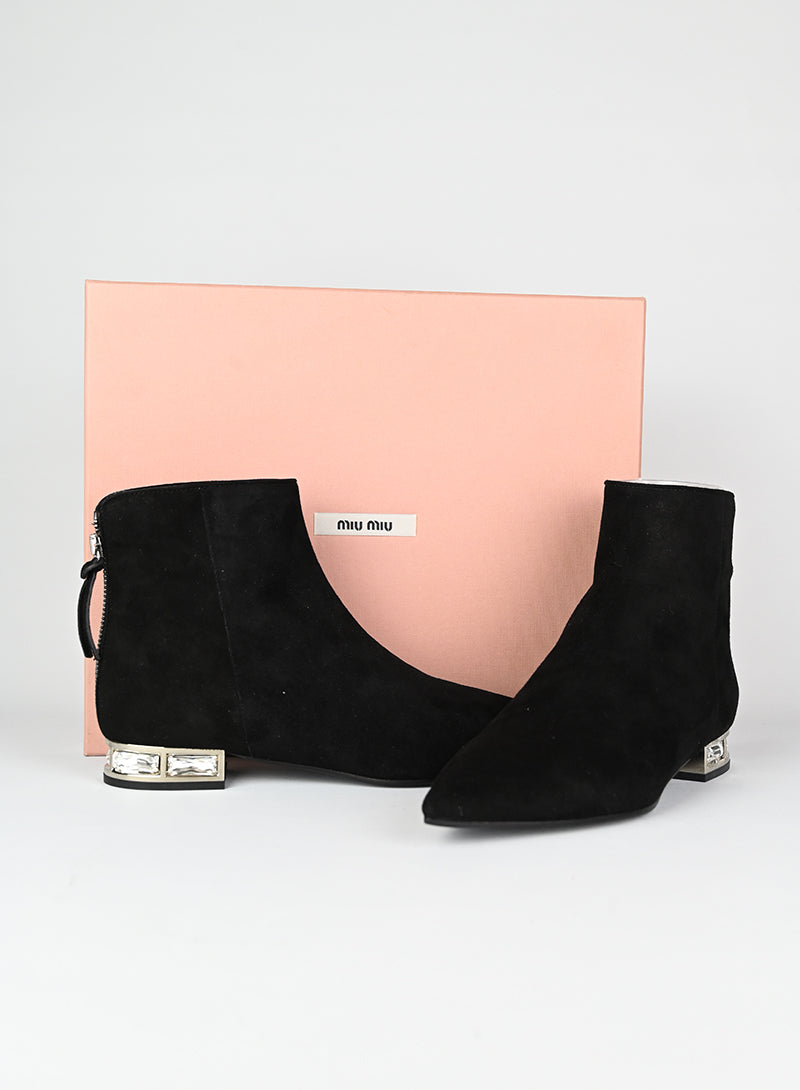 Miu Miu Black Suede Ankle Boots Size 35.5 - Stylish & Comfortable Women's Shoes for Office, Party & Everyday Wear