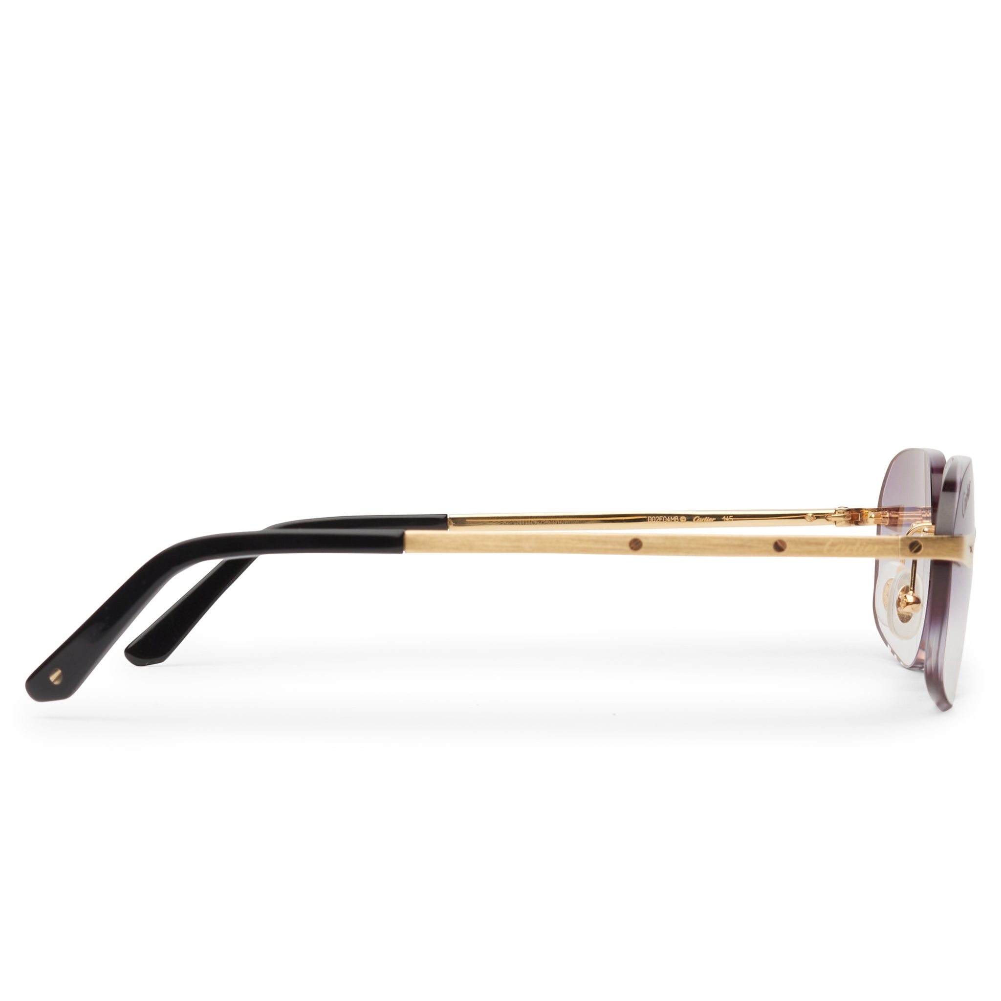 Cartier CT0167O 001 Santos De Cartier Rimless Sunglasses for Men & Women - Luxury Designer Square Frame UV Protection Shades for Driving, Travel & Outdoor Activities