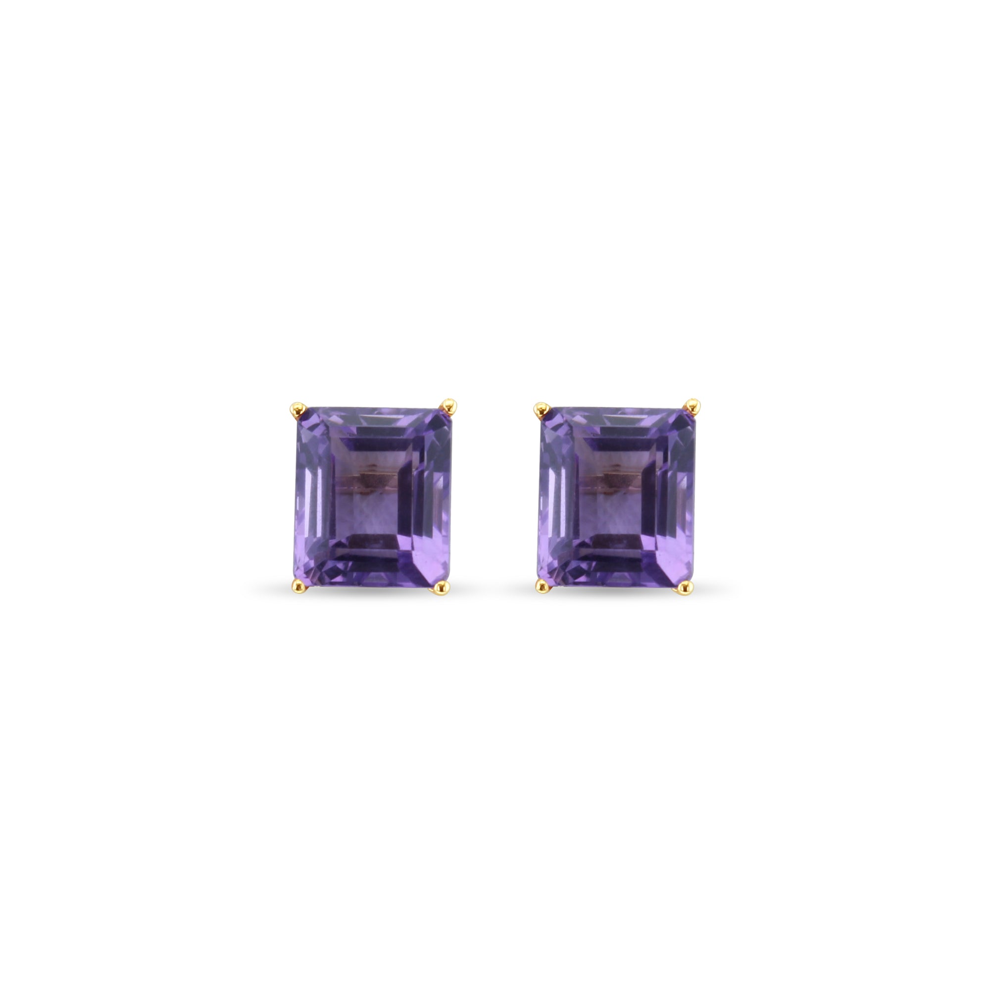 Large Amethyst Emerald Cut Stud Earrings for Women - Genuine Purple Gemstone Jewelry Gift for Birthday, Anniversary & Special Occasions