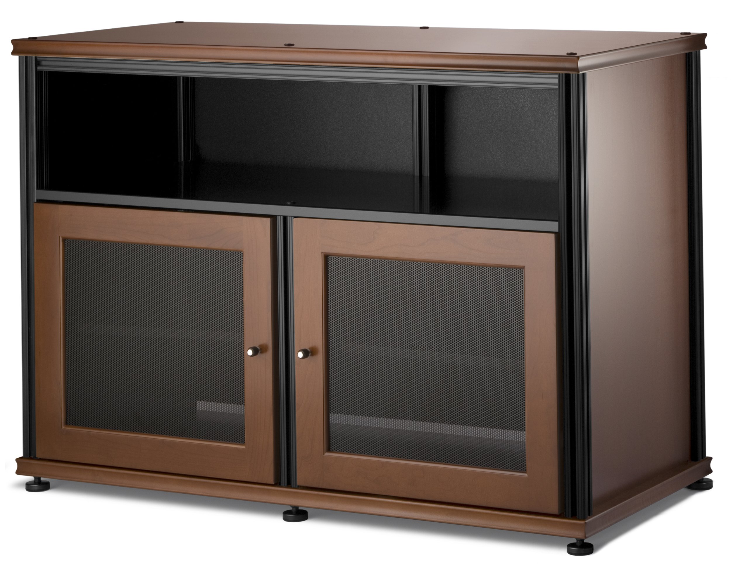 Salamander Synergy 329 AV Media Cabinet with Two Doors & Center Channel Shelf - Cherry Black Finish for Home Theater & Entertainment Systems | Perfect for Living Room TV Stand & Audio Equipment Storage