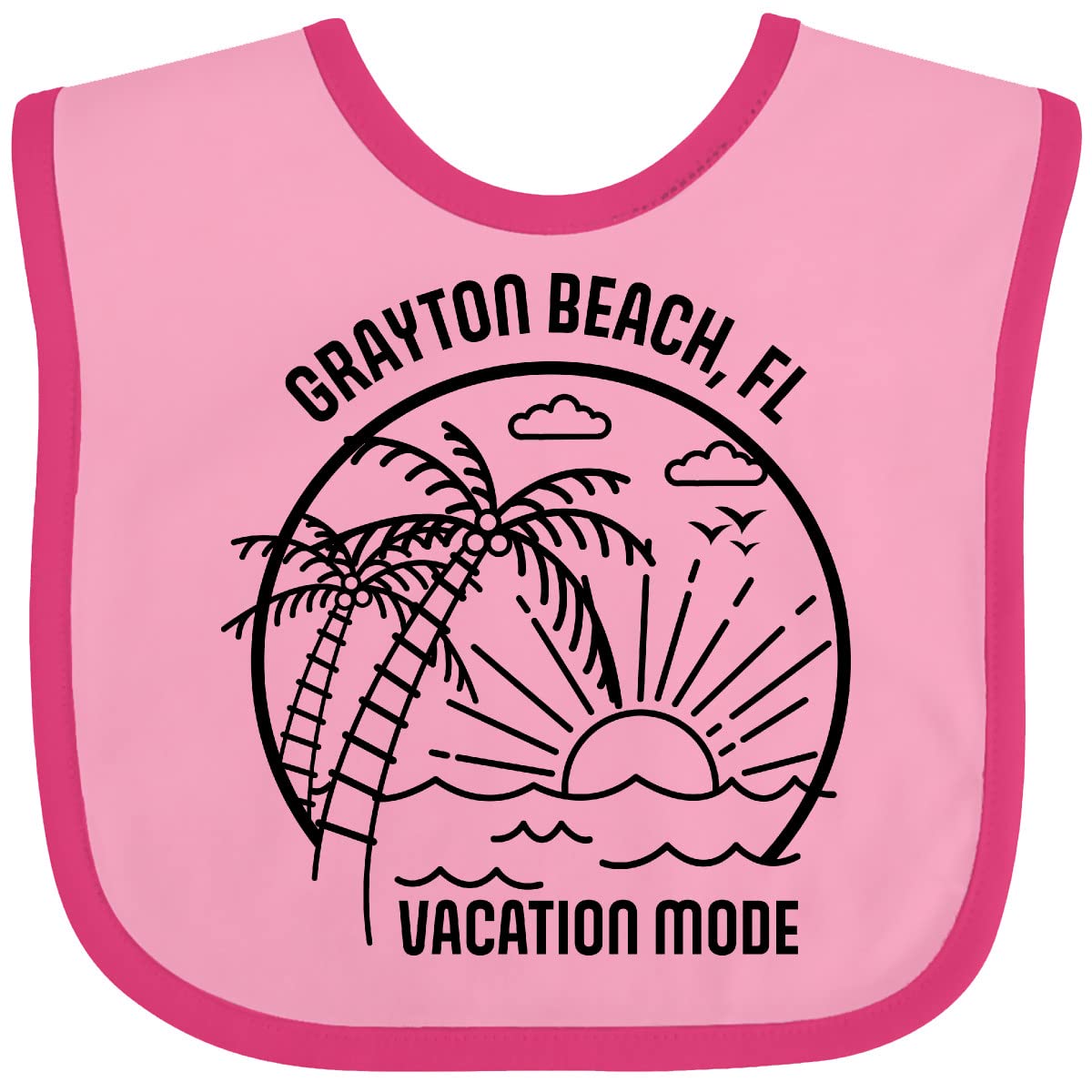 Inktastic Summer Vacation Mode Grayton Beach Florida Baby Bib - Soft Cotton Drool Bib for Infants, Perfect for Beach Trips, Travel & Everyday Use