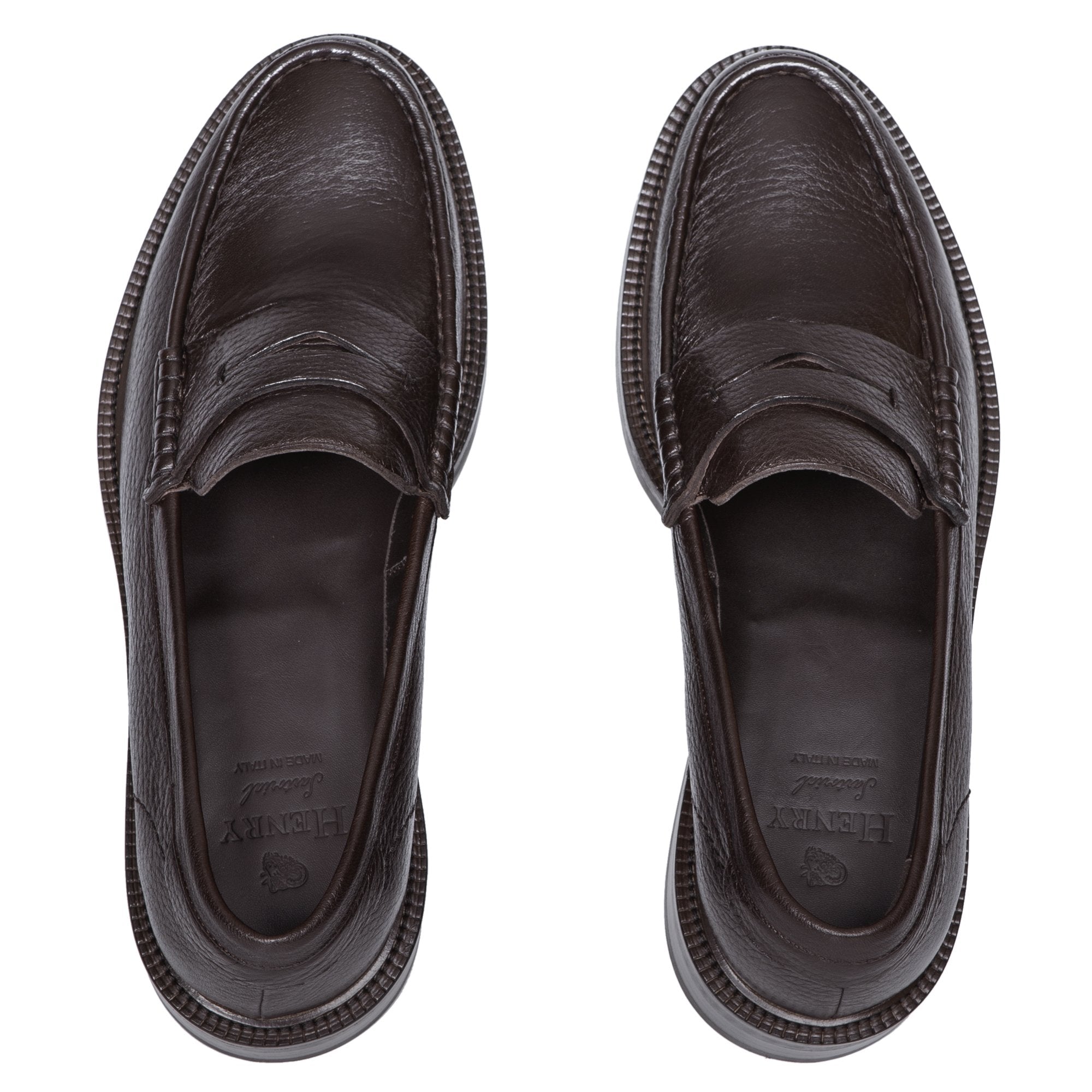 HENRY SARTORIAL Beamsley Penny Loafers for Men - Genuine Leather Dark Brown Slip-On Dress Shoes - Comfortable & Stylish for Business, Office & Casual Wear