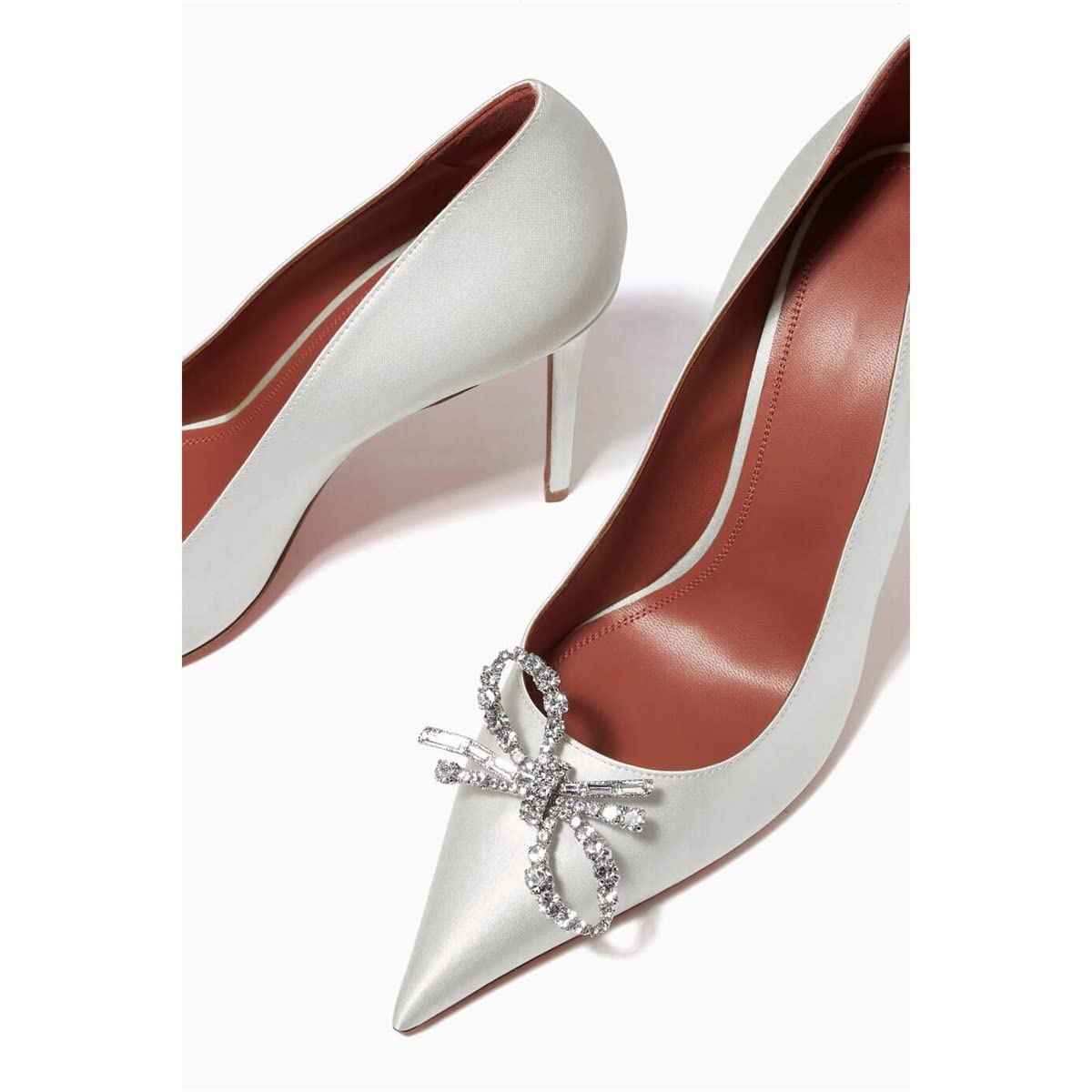 Keleimusi Women's Satin Pumps with Crystal Brooch - 3.75 Inch Dress Heels for Weddings, Parties & Formal Events | Elegant High Heels for Evening Wear & Special Occasions