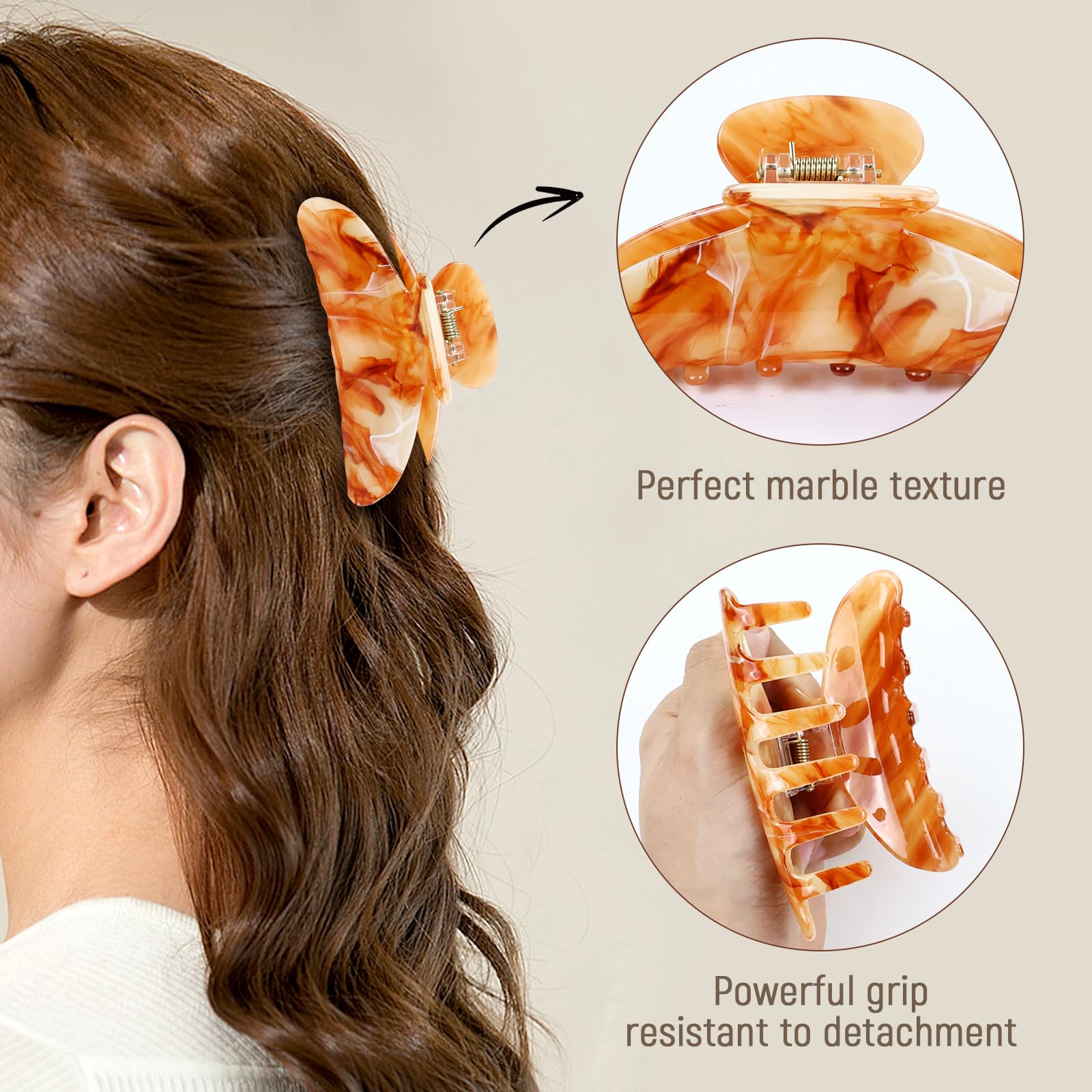 6 Pack Butterfly Octopus Plastic Hair Claw Clips - Jaw Barrettes Hair Grips for Women & Girls - Thin & Thick Hair Accessories - Perfect for Buns, Chignons & Updos - Great for School, Work & Parties