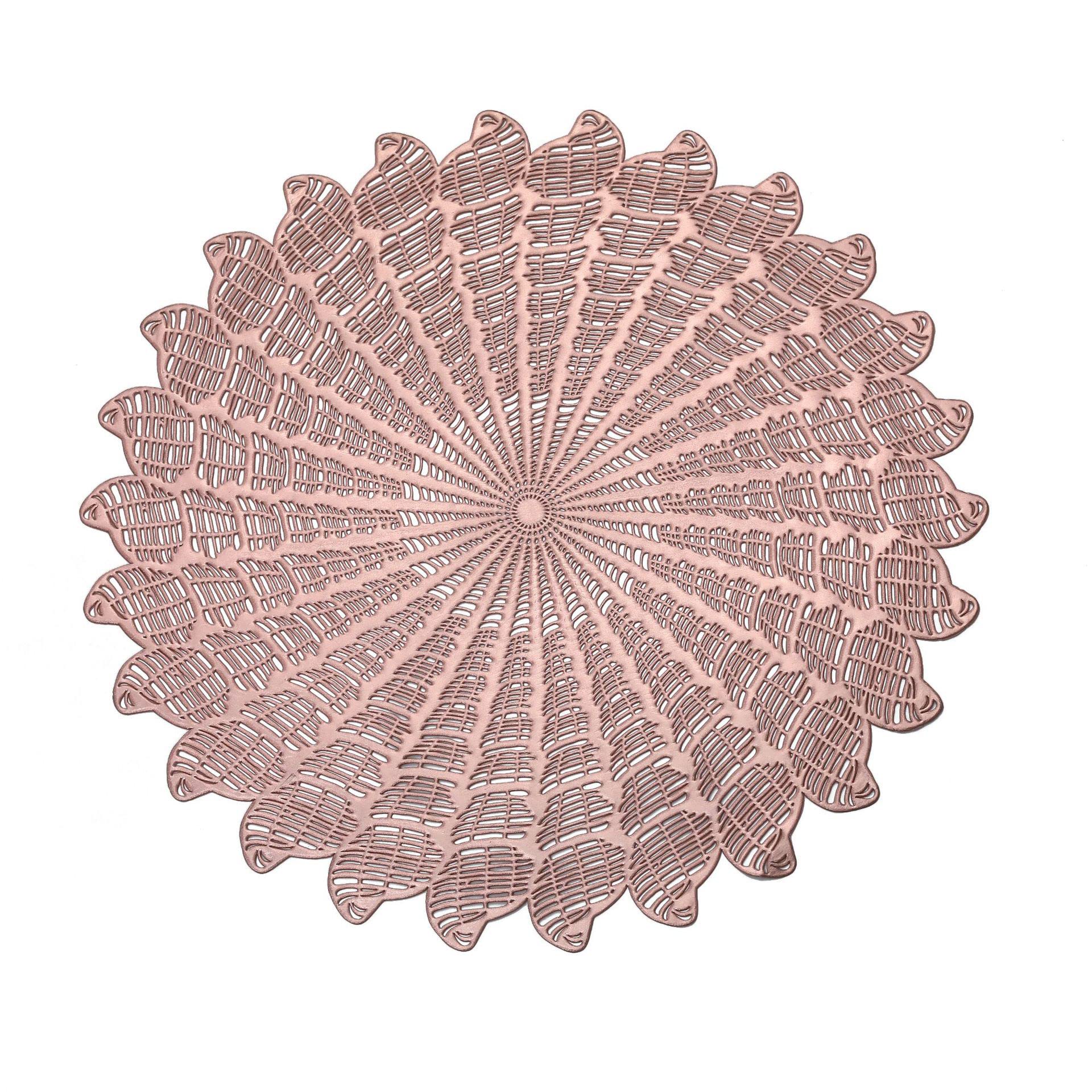 Round Conch Pressed Vinyl Placemats Set - 15 Inch Washable Non-Slip Heat Insulation Dining Table Mats for Kitchen, Wedding & Home Decor - Perfect for Dinner Parties, Holiday Gatherings and Everyday Use