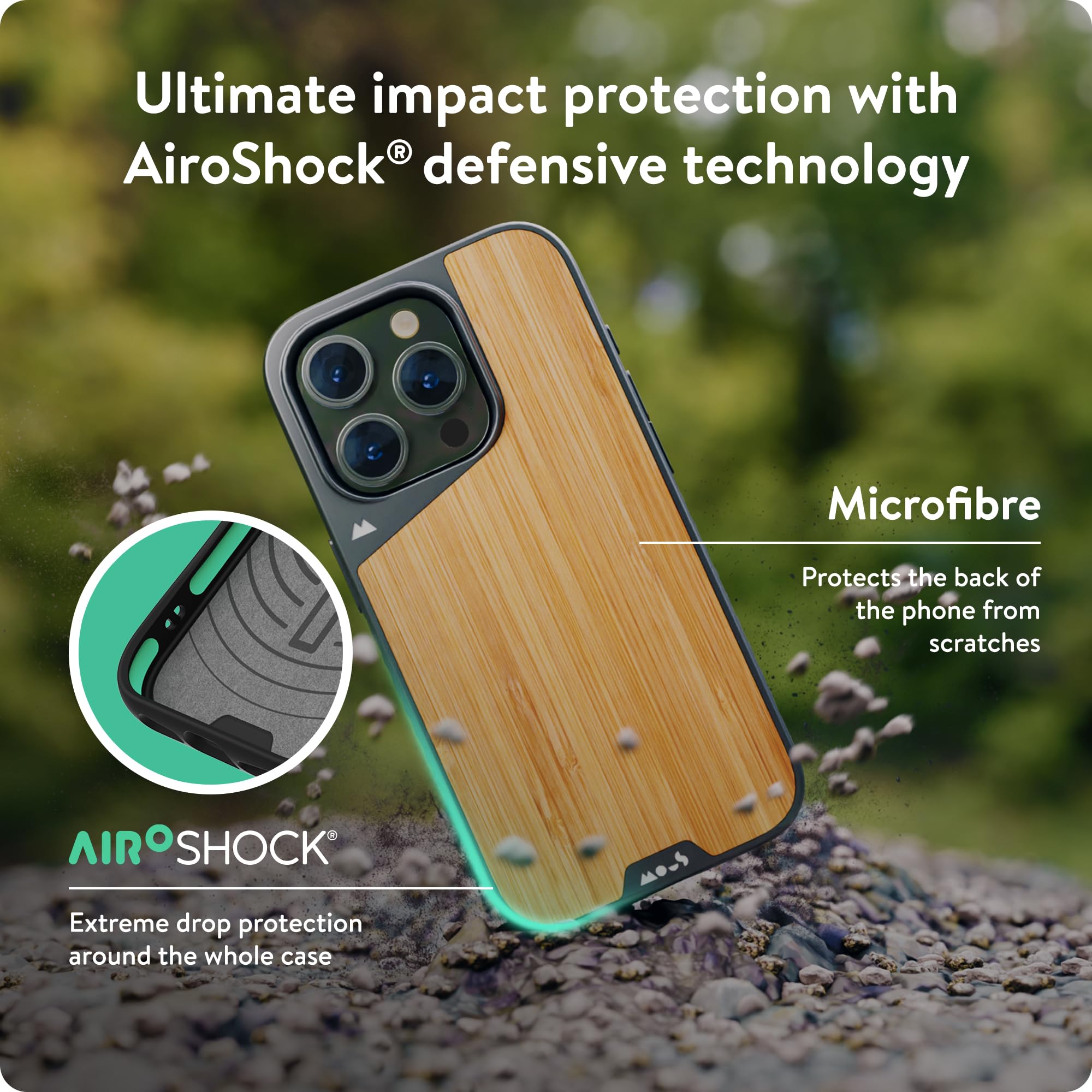 Mous Limitless 5.0 MagSafe Compatible Case for iPhone 15 Pro Max - Premium Bamboo Design - Shockproof & Protective Phone Cover - Perfect for Outdoor Adventures, Work & Daily Use