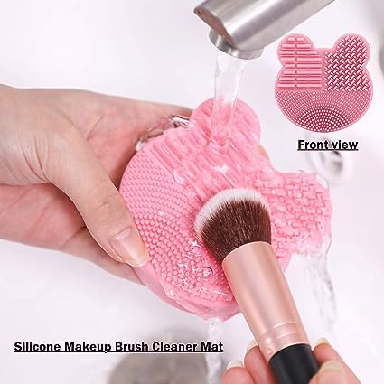 BANIRA 2-in-1 Silicone Makeup Brush Cleaner Pad - Dry Brush Color Switch & Wet Cleaning Mat with Color Removal Sponge - Perfect for Professional & Home Makeup Brush Care