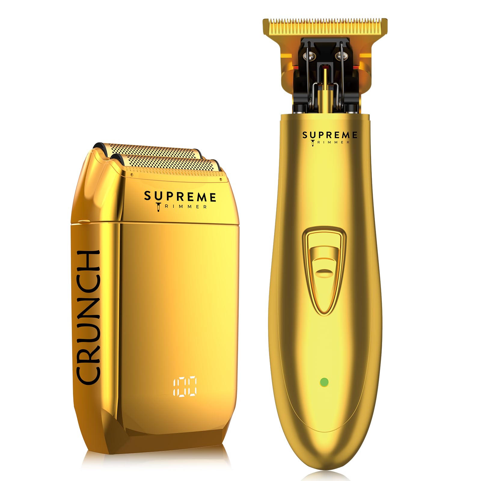 Premium 2-in-1 Electric Razor & Beard Trimmer Kit - Supreme Trimmer STF602 & ST5200 Gold Edition | Professional T-Shaper & Crunch Foil Shaver for Men | Perfect for Home Grooming, Barber Shops & Travel